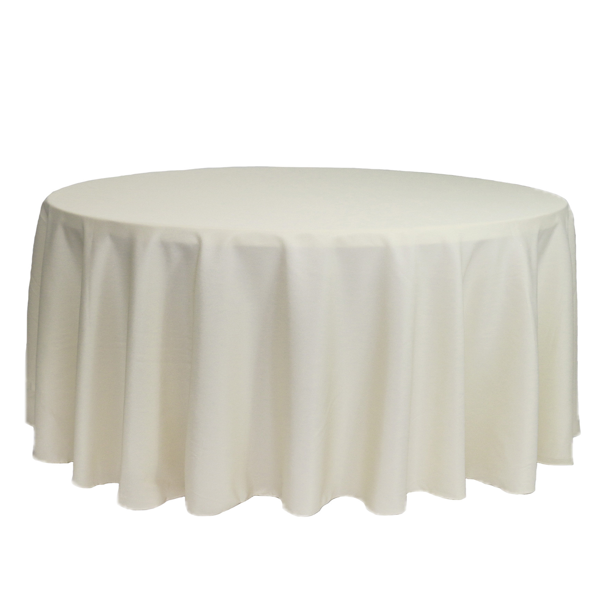 132 inch Round Polyester Tablecloths Ivory