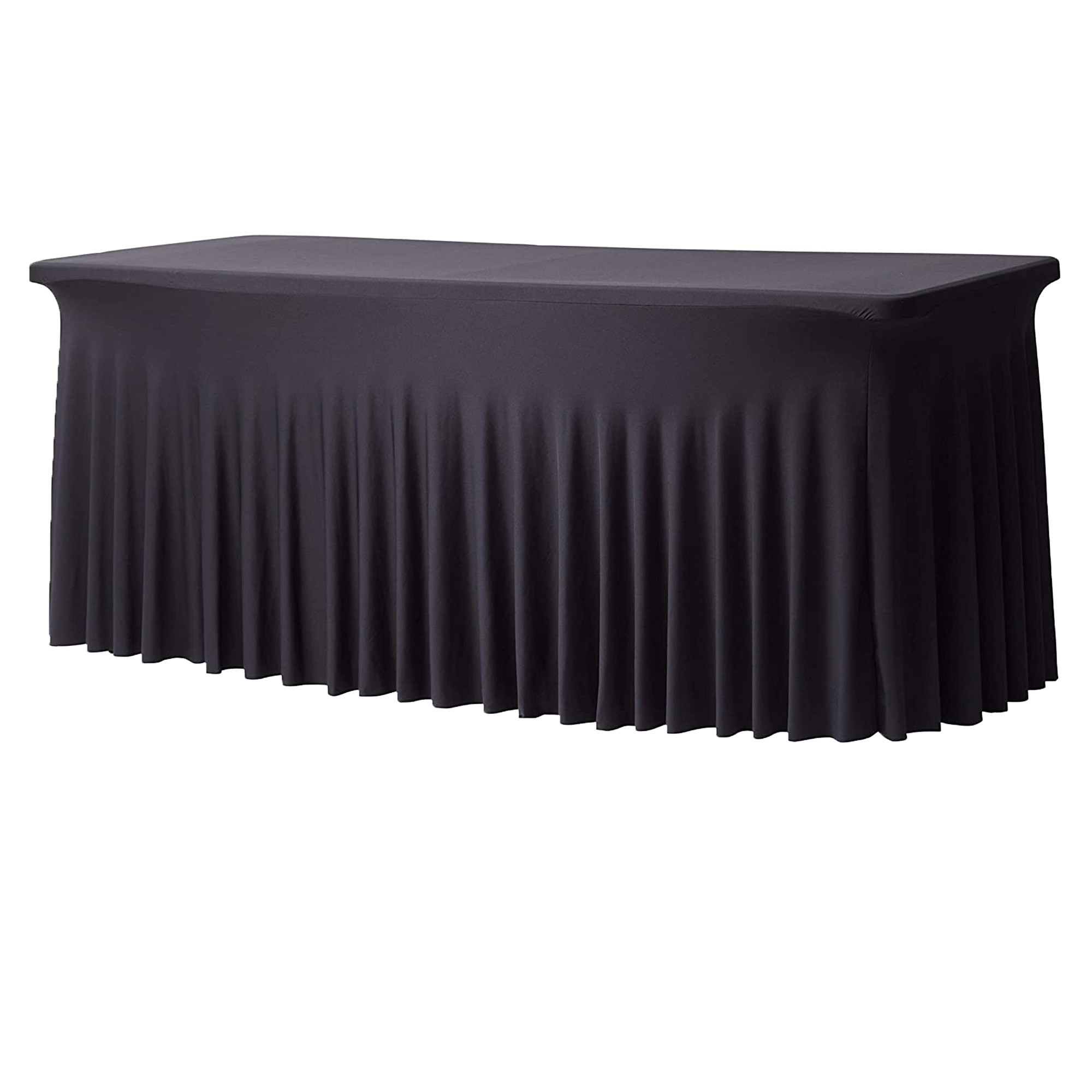 Stretch Spandex 8 ft Rectangular Wavy Draping Table Cover Black