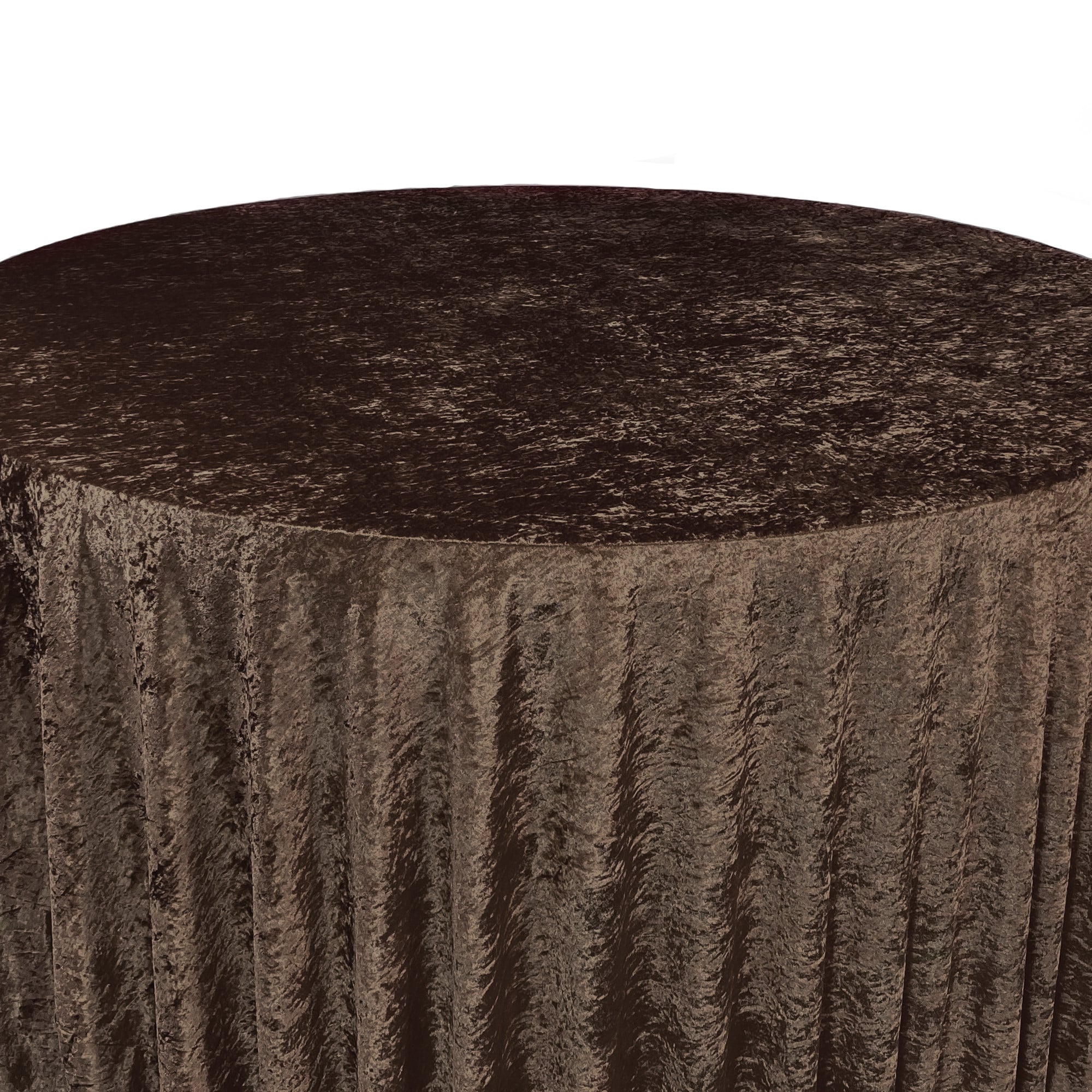 120 Inch Round Crushed Velvet Tablecloth Chocolate Brown Top