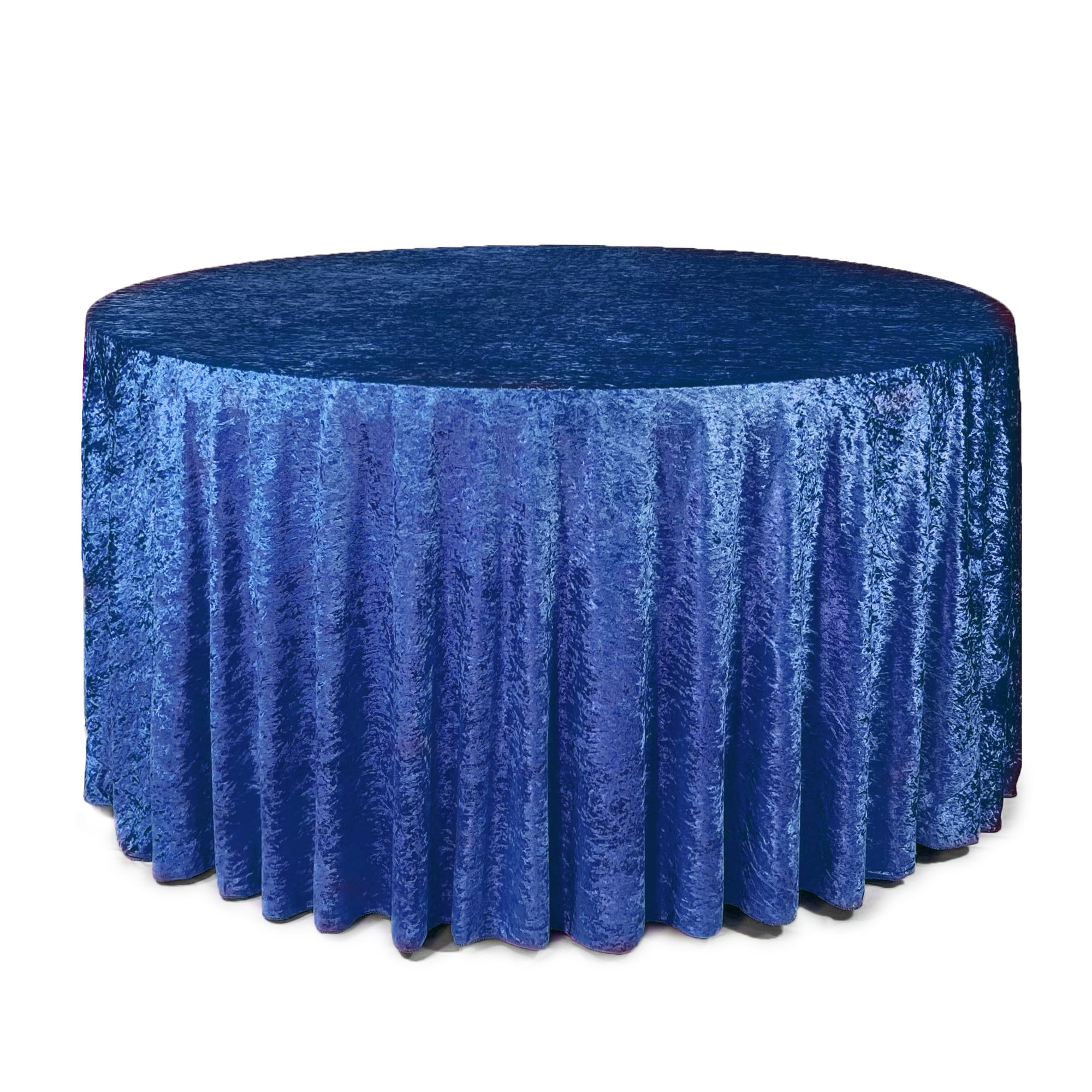 120 Inch Round Crushed Velvet Tablecloth Royal Blue Main