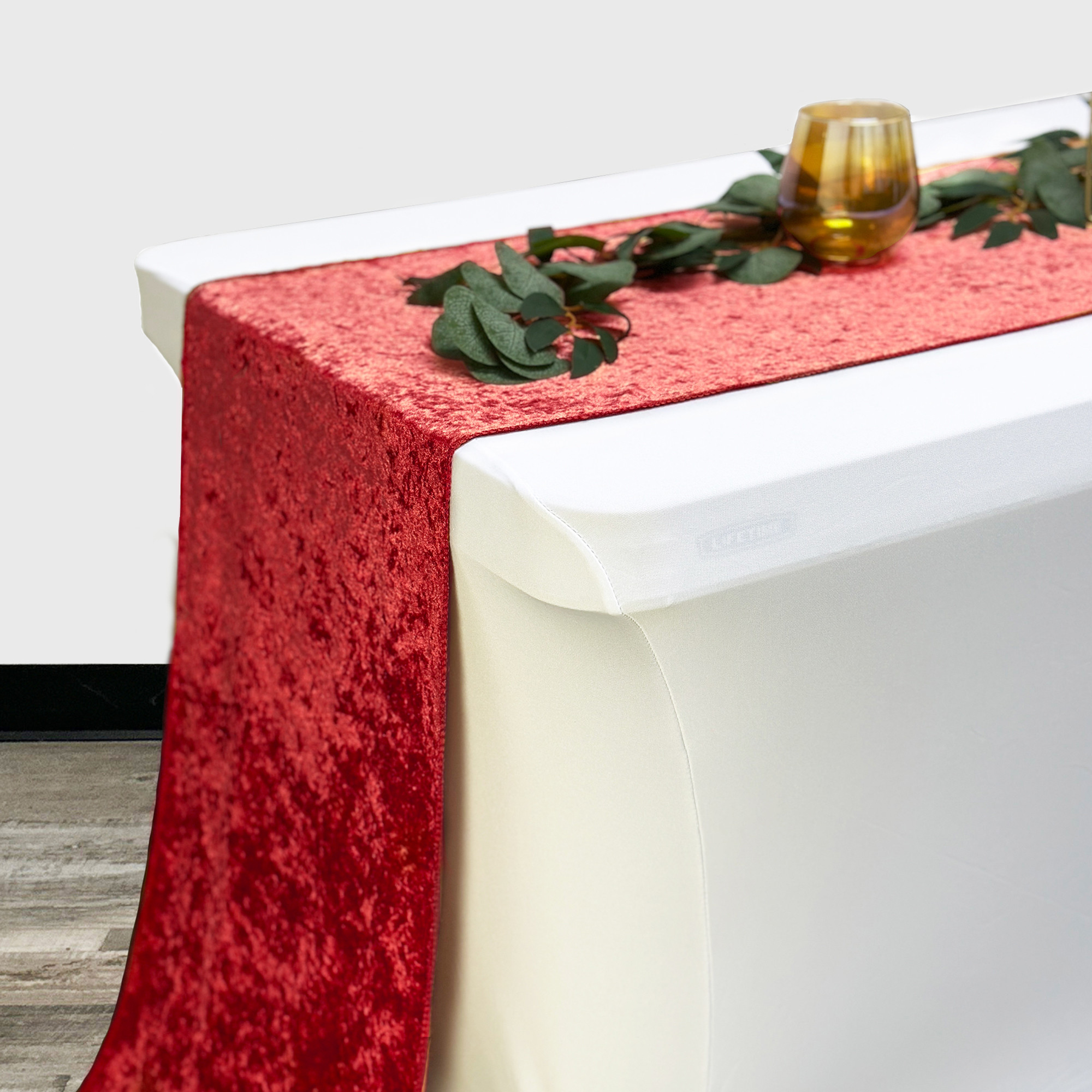 14 x 108 Inch Velvet Table Runner Red