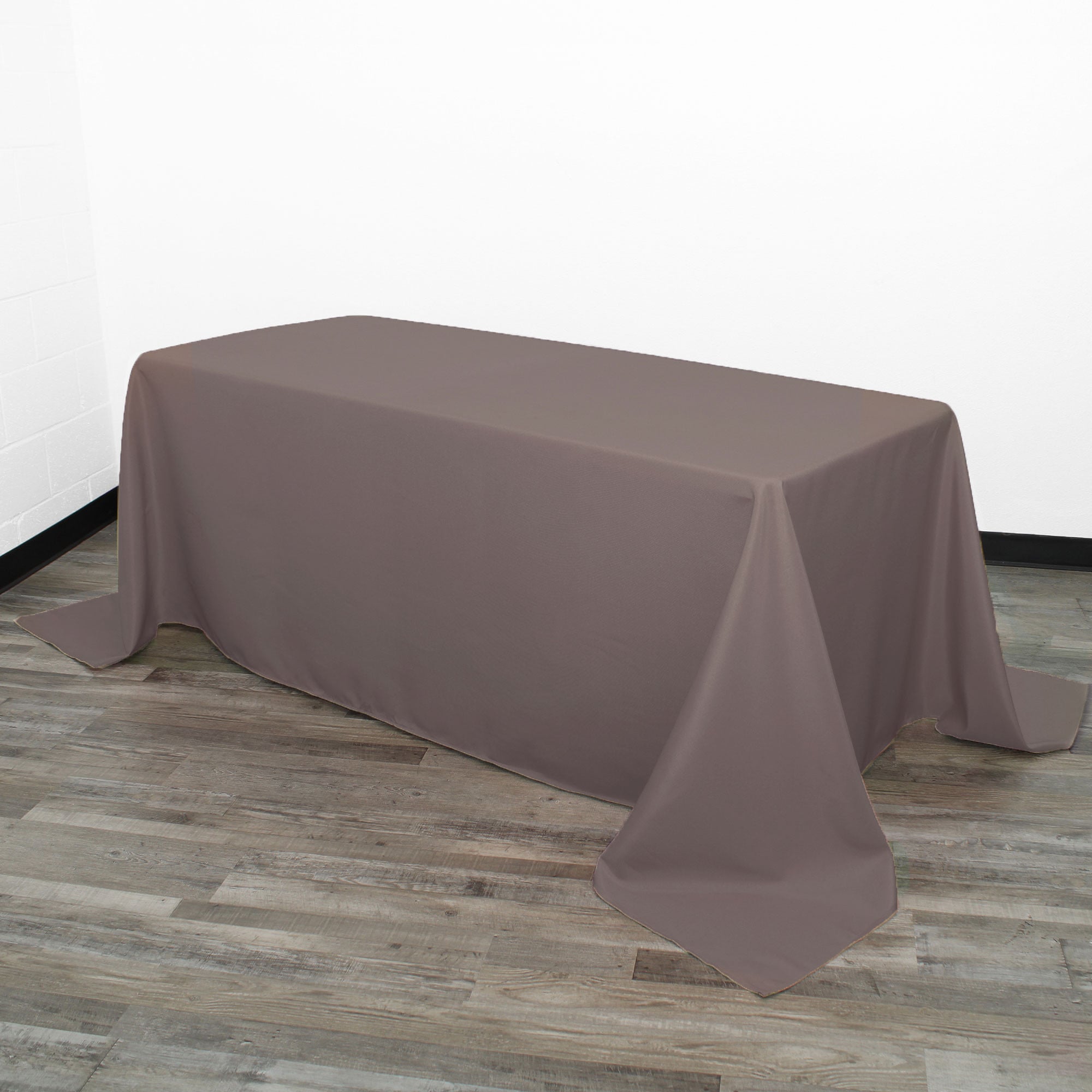 90 x 132 Inch Rectangular Polyester Tablecloth Mocha