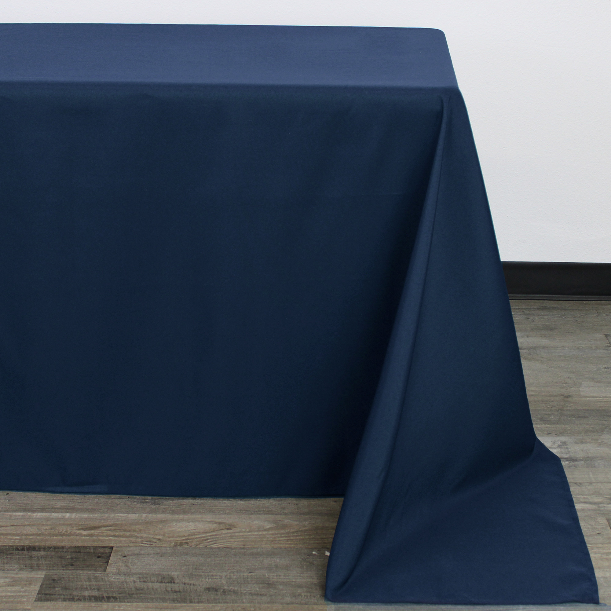 90 x 132 inch Rectangular Polyester Tablecloths Navy Blue Corner