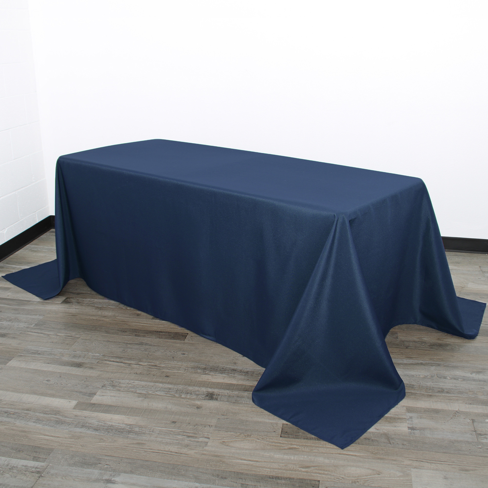 90 x 132 inch Rectangular Polyester Tablecloths Navy Blue