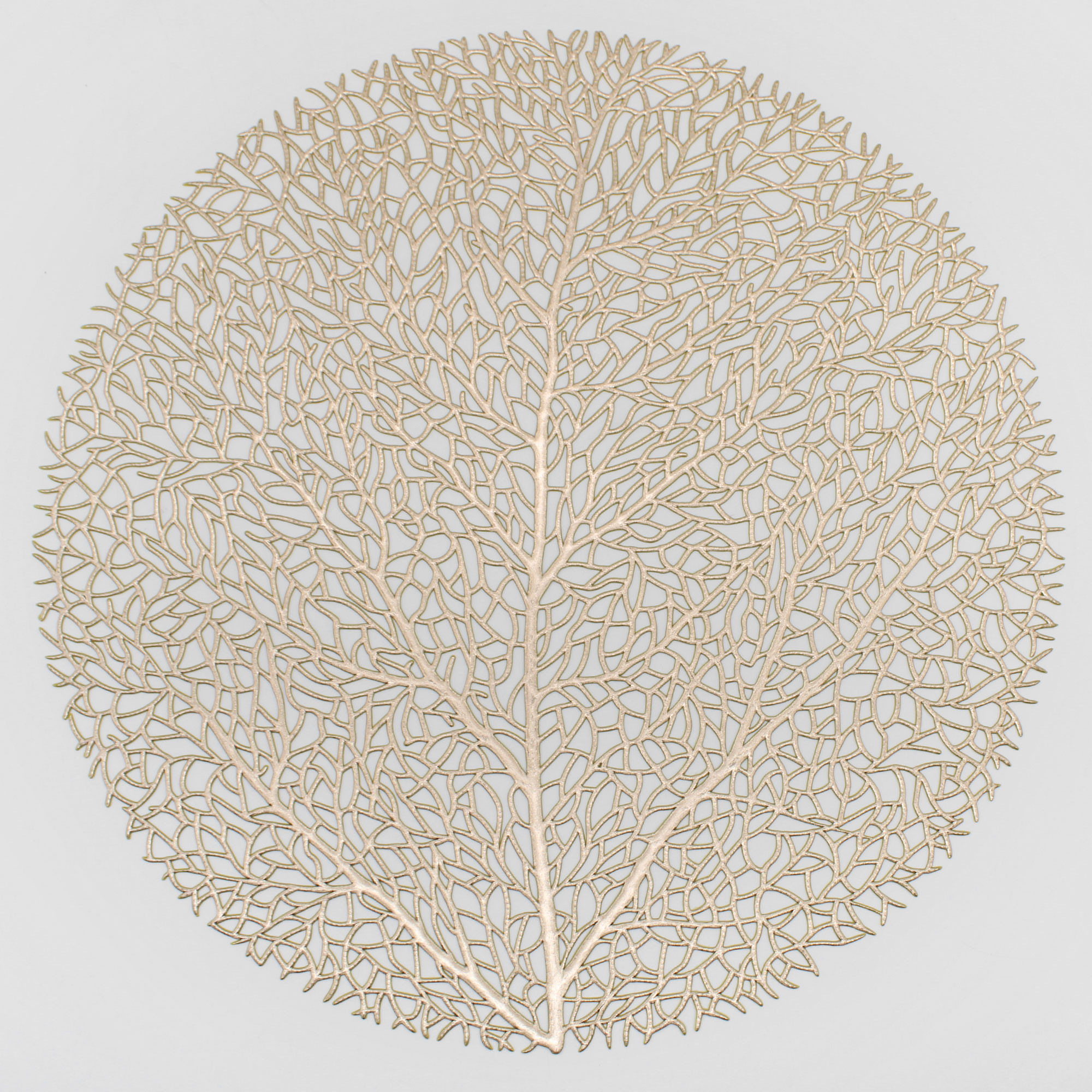 15 Inch Round Gold Vinyl Tree Leaf Placemats