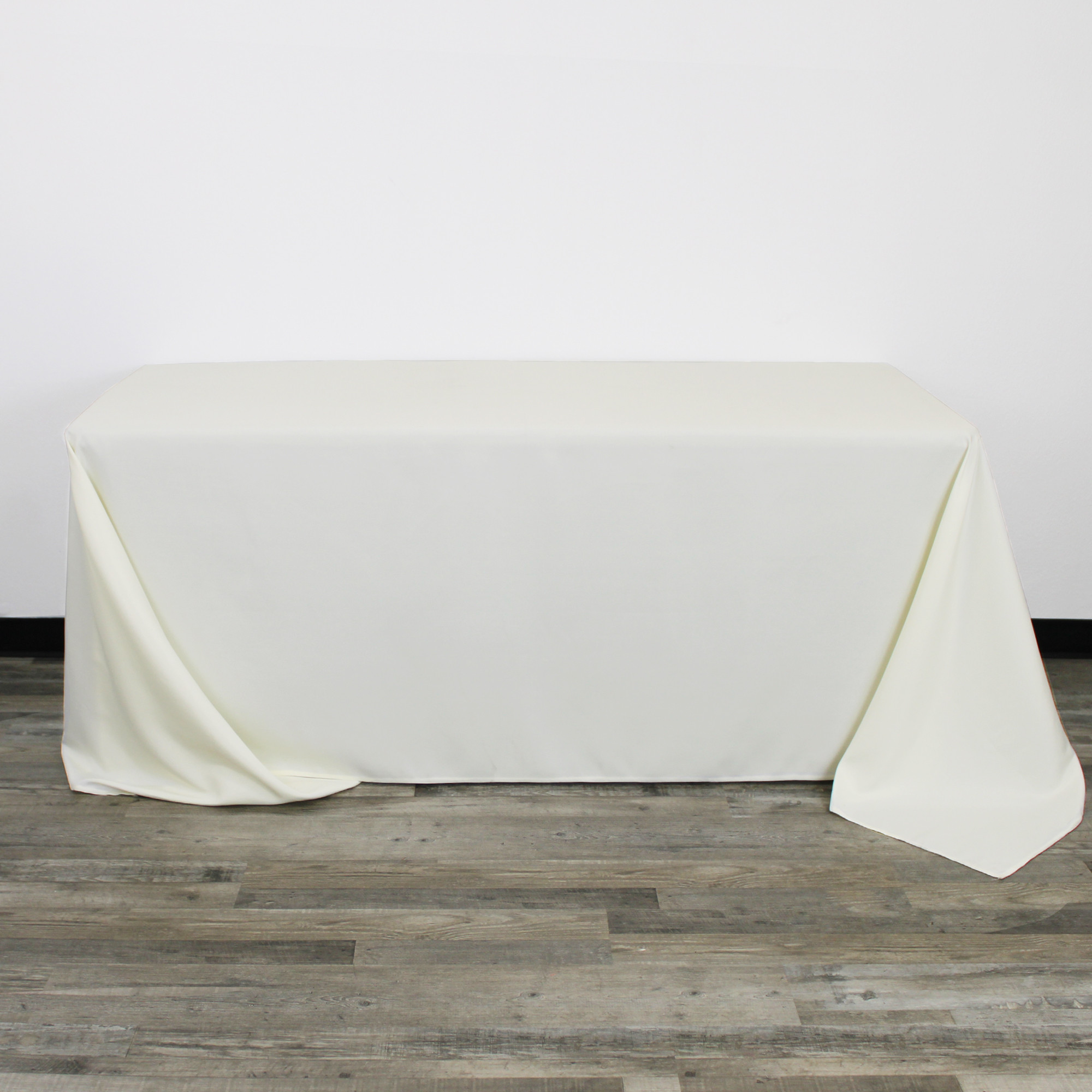 90 x 132 inch Rectangular Polyester Tablecloths Ivory Front