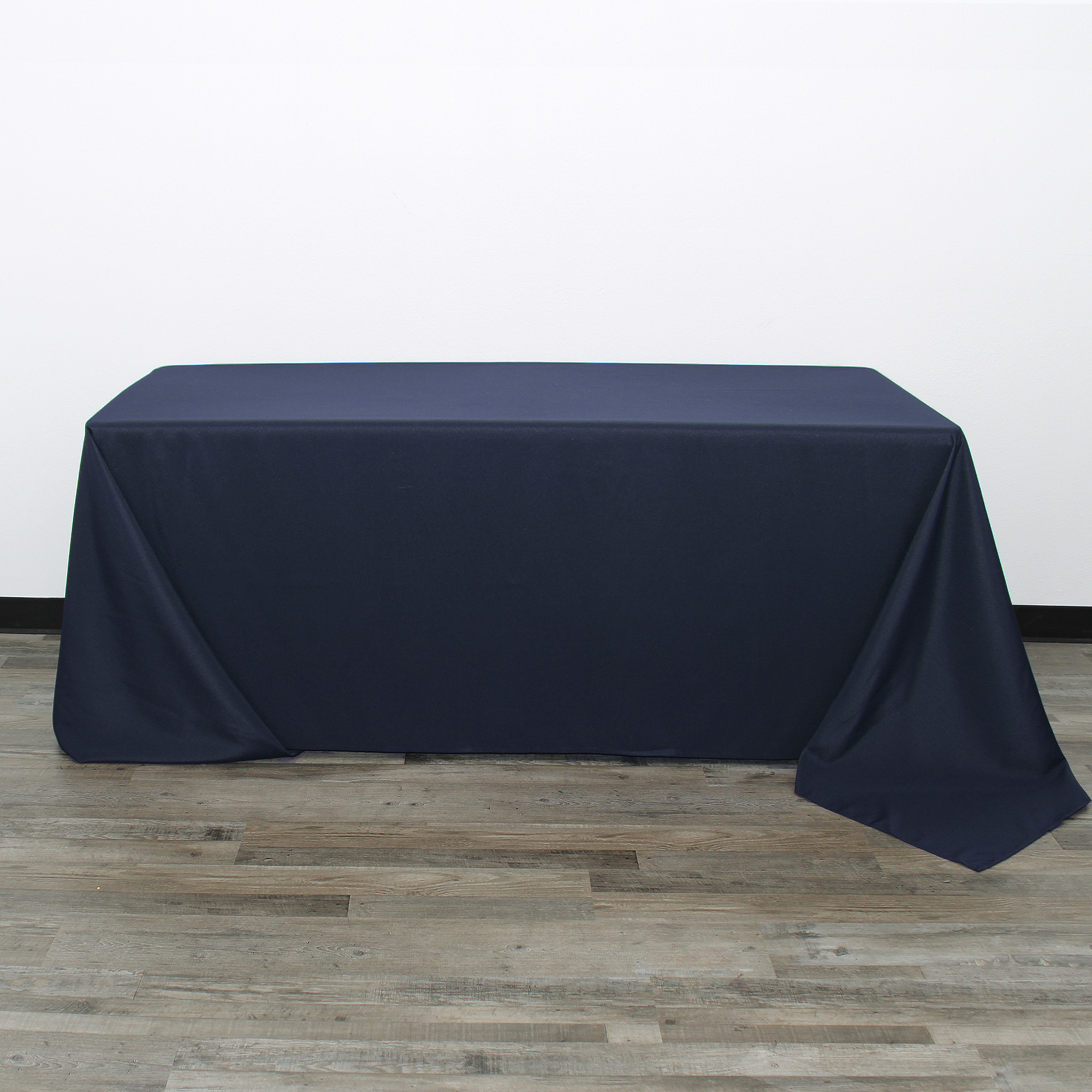 90 x 156 inch Rectangular Polyester Tablecloths Navy Blue Front