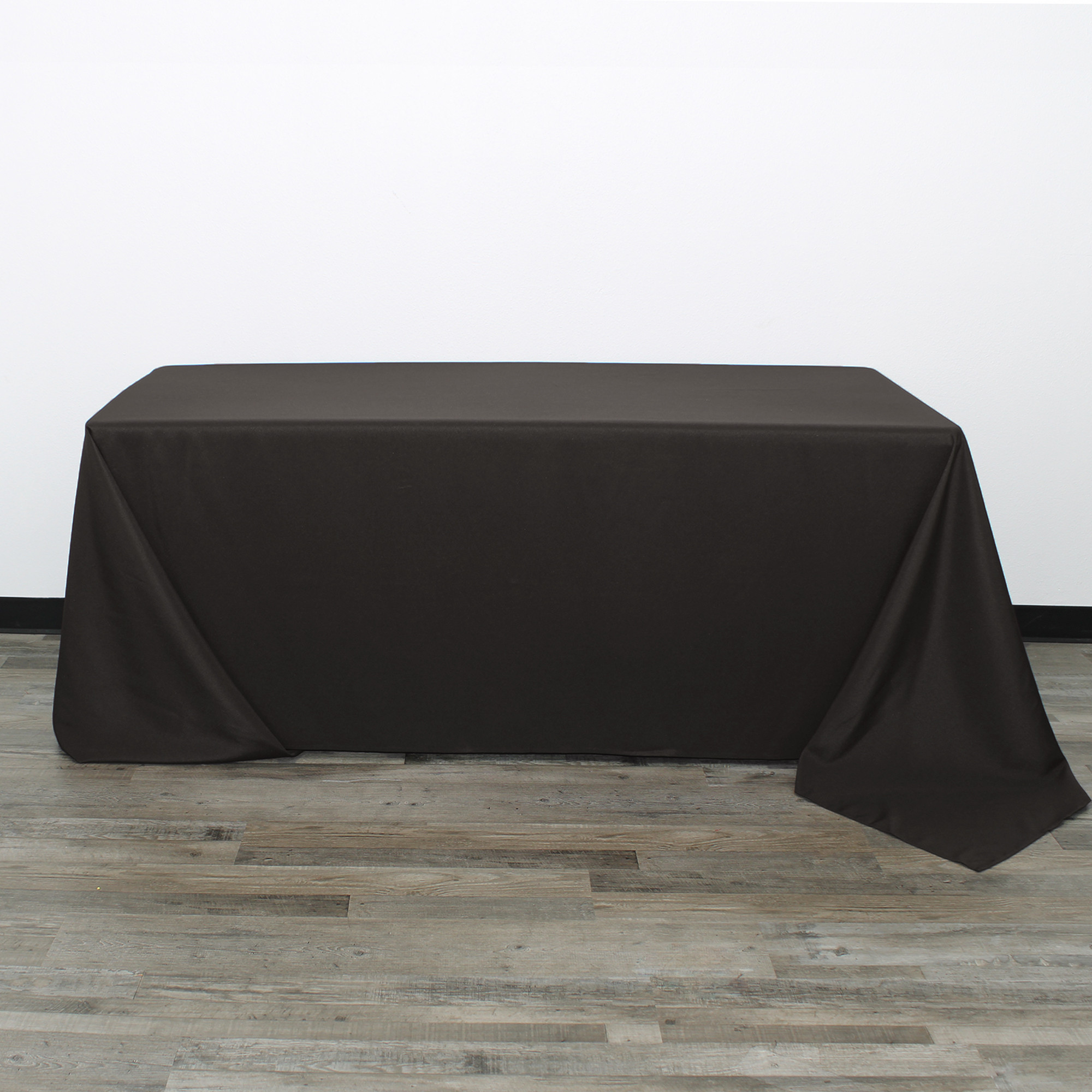 90 x 156 Inch Rectangular Polyester Tablecloth Black Front