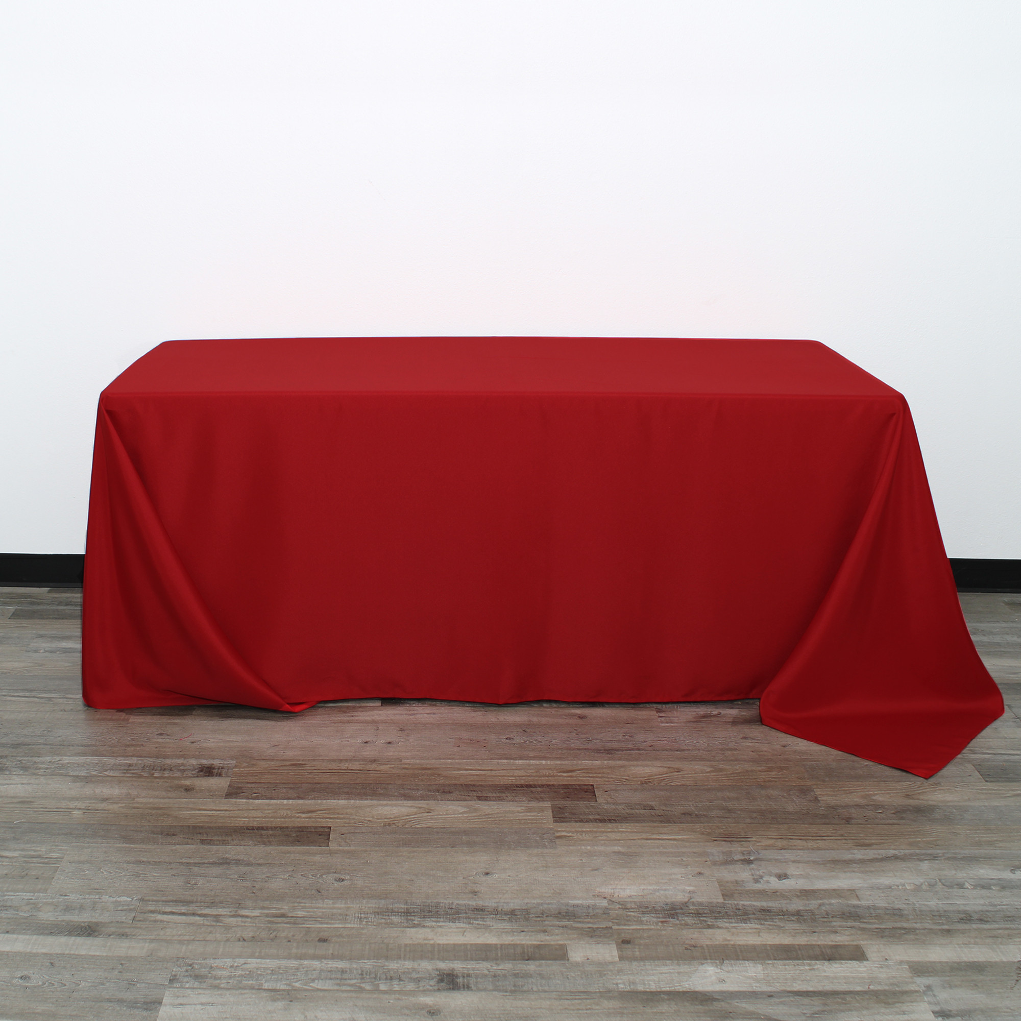90 x 156 Inch Rectangular Polyester Tablecloth Dark Red Front