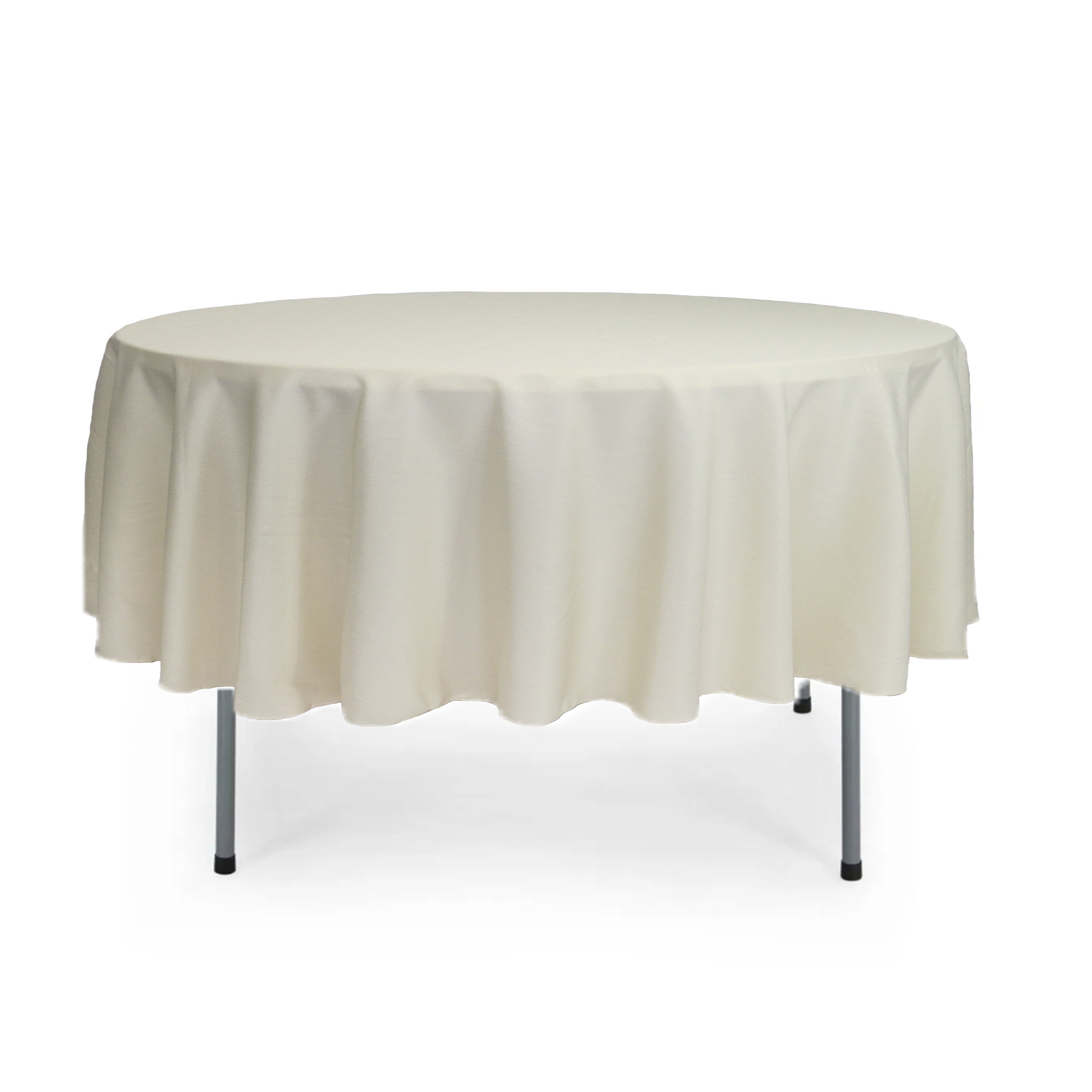 90 Inch Round Polyester Tablecloth Ivory