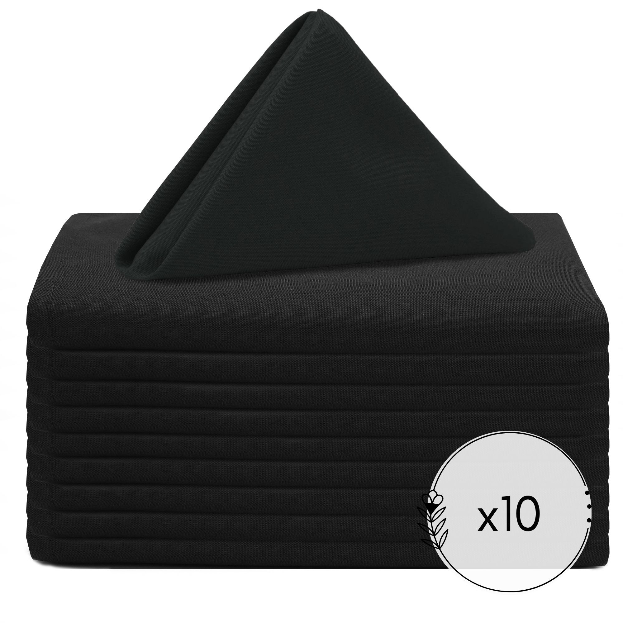 20 inch Polyester Cloth Napkins Black pack of 10