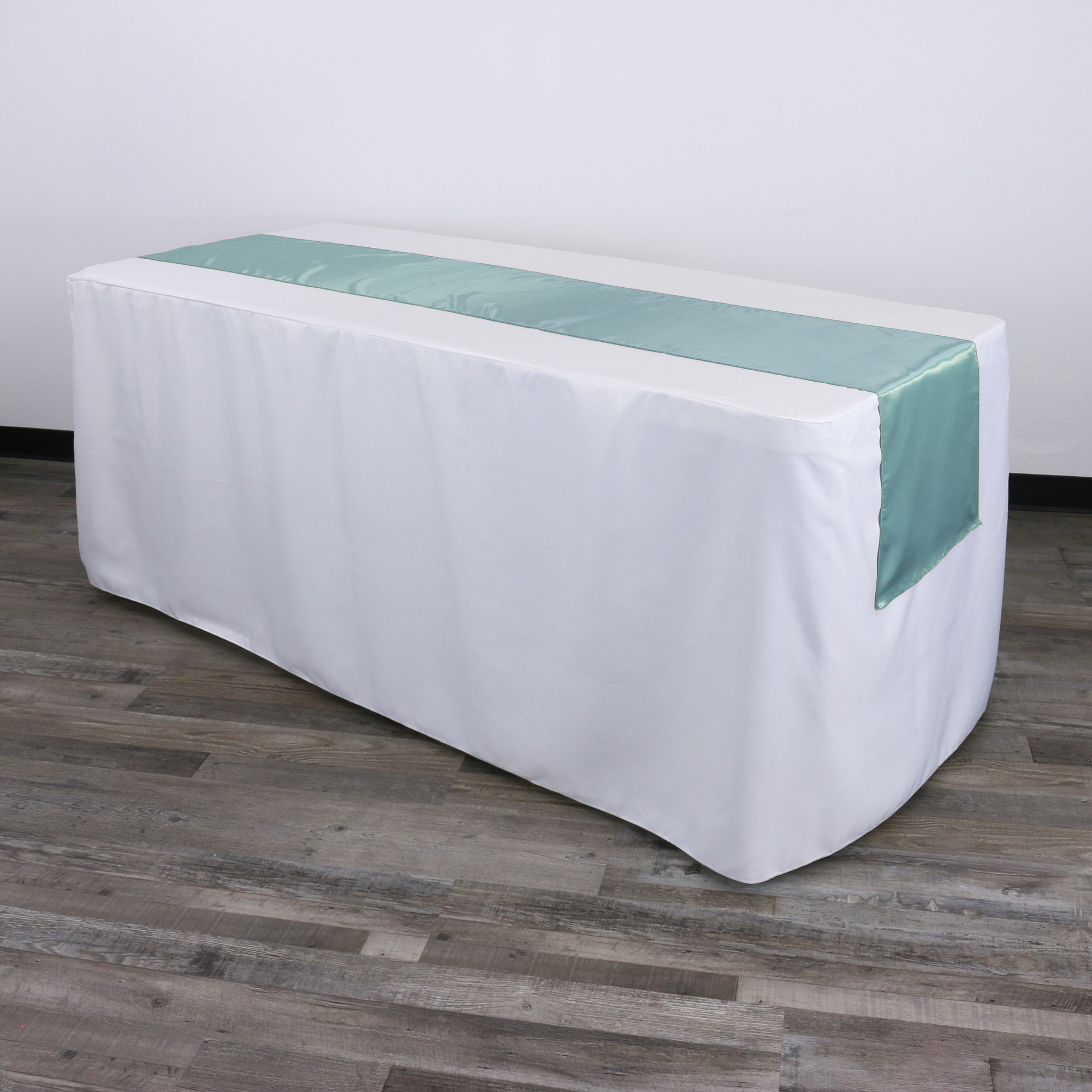 14 x 108 inch Satin Table Runners Tiffany on a rectangular table