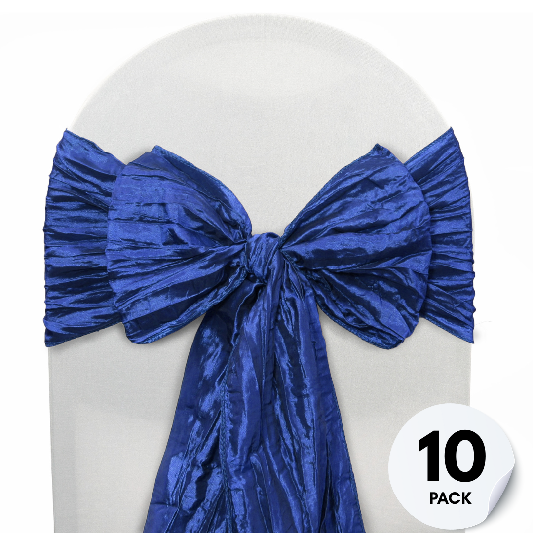 10 Pack Crinkle Taffeta Chair Sashes Royal Blue