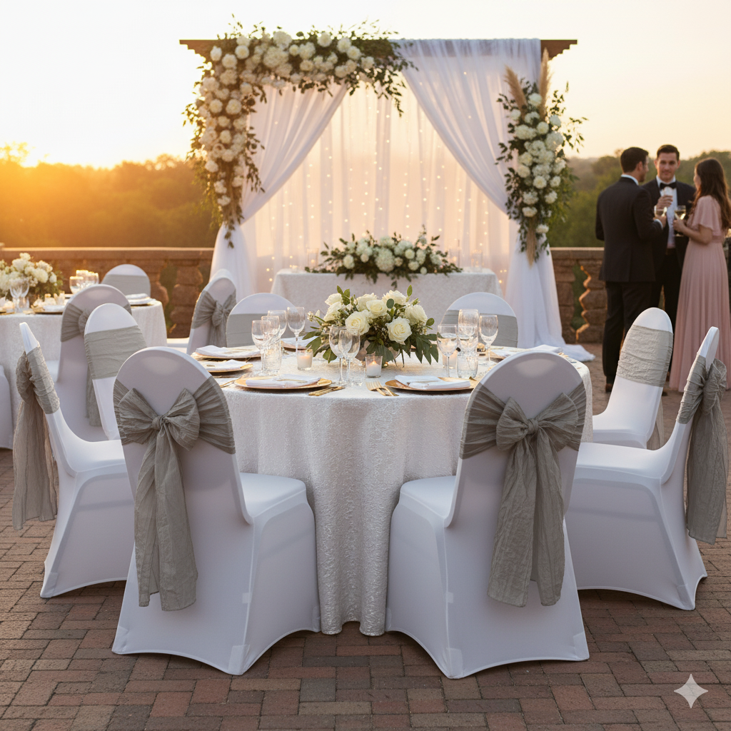 dark silver crinkle taffeta chair sashes for weddings
