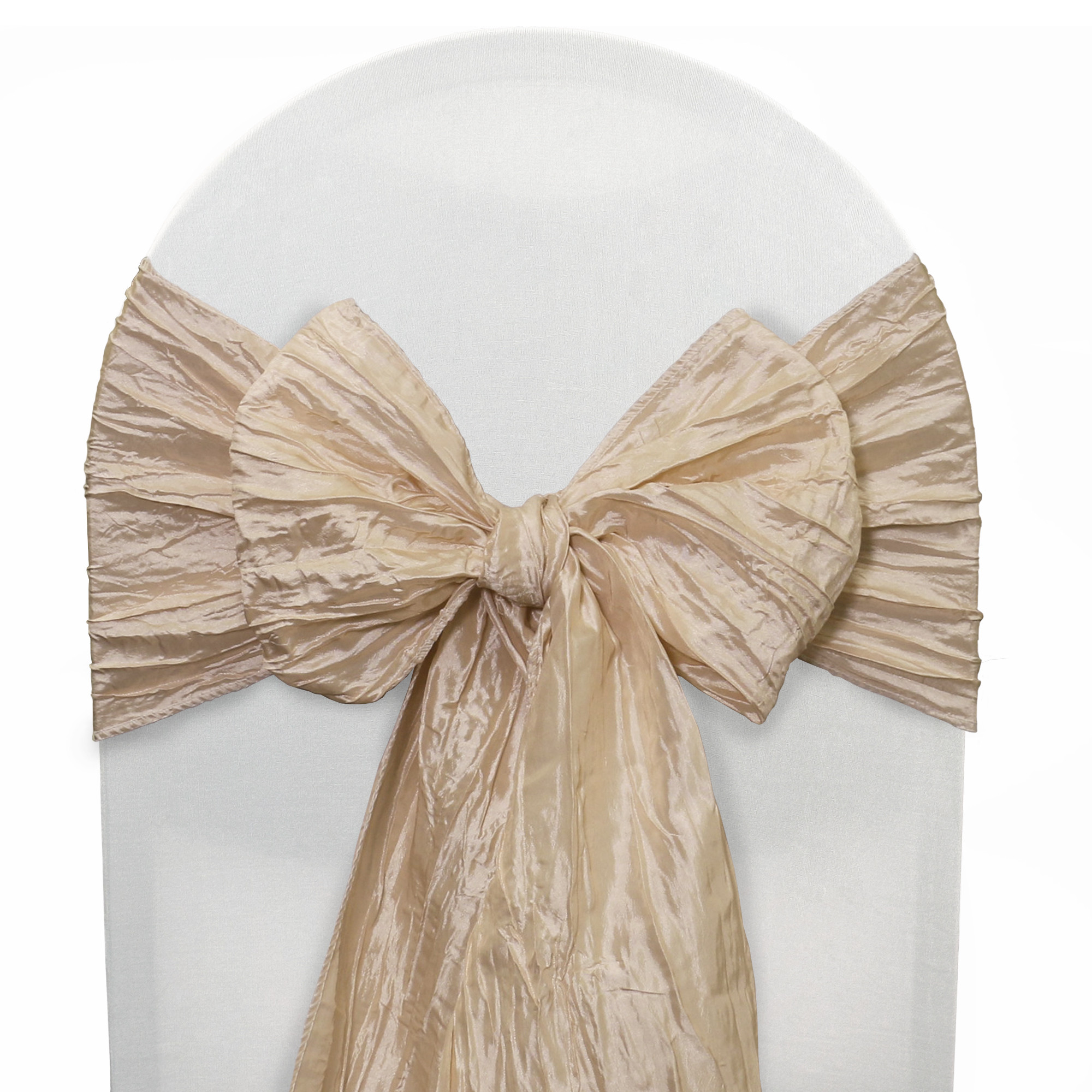 Crinkle Taffeta Chair Sashes Champagne