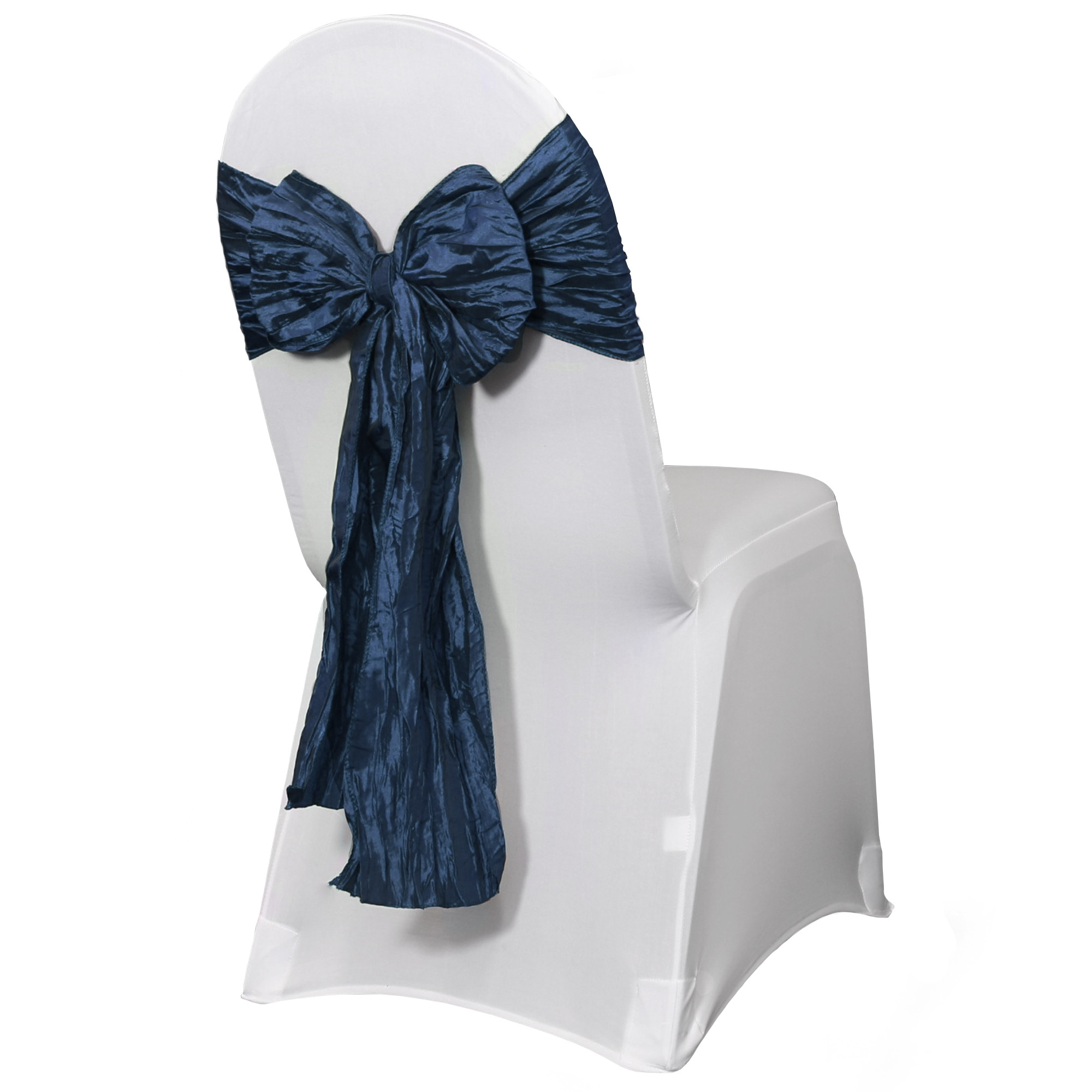 Crinkle Taffeta Chair Sashes Navy Blue