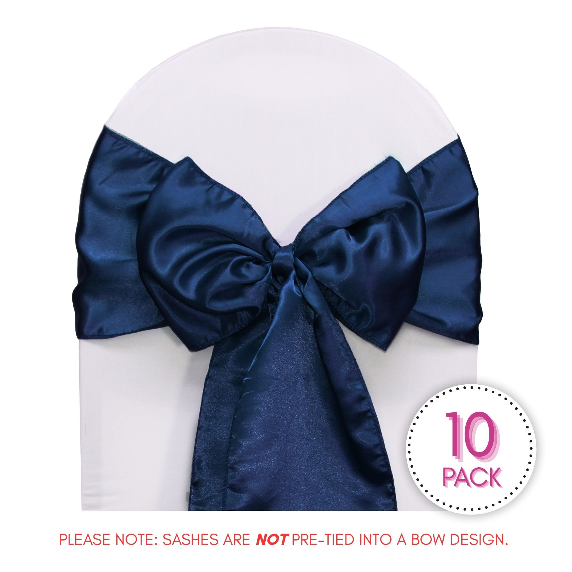 10 Pack Satin Sashes Navy Blue