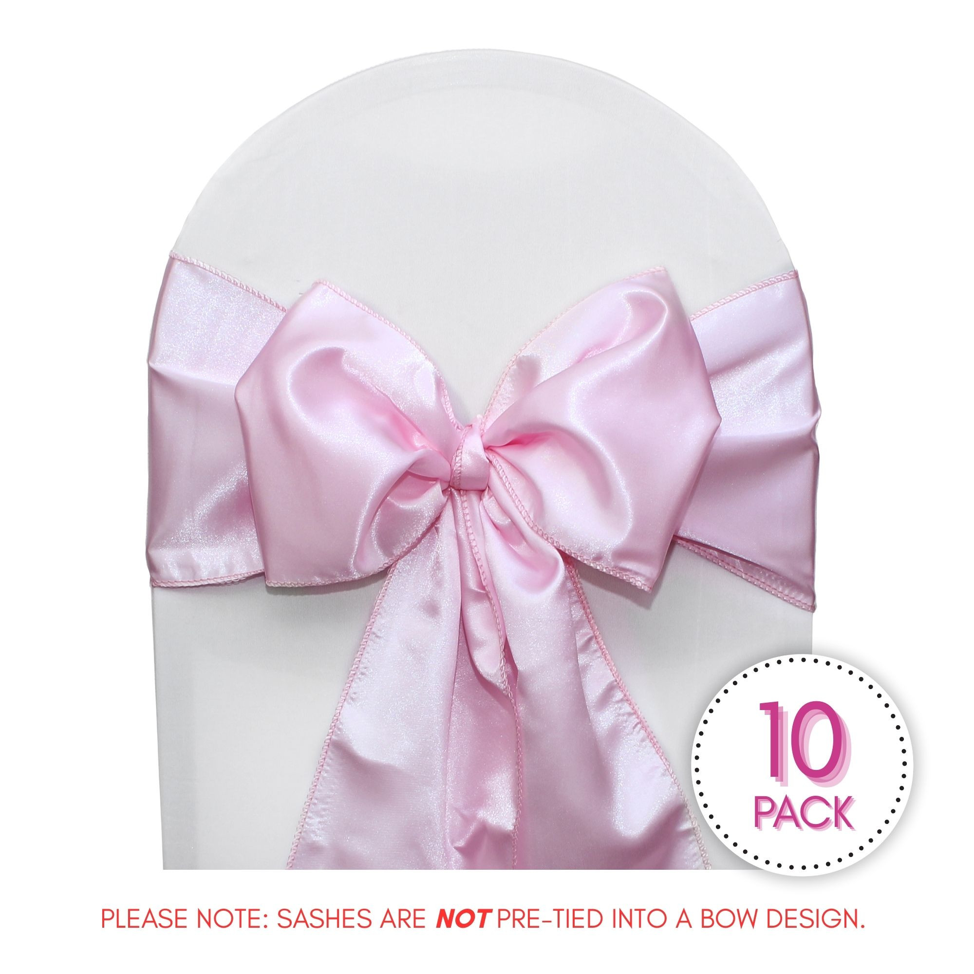 10 Pack Satin Sashes Pink