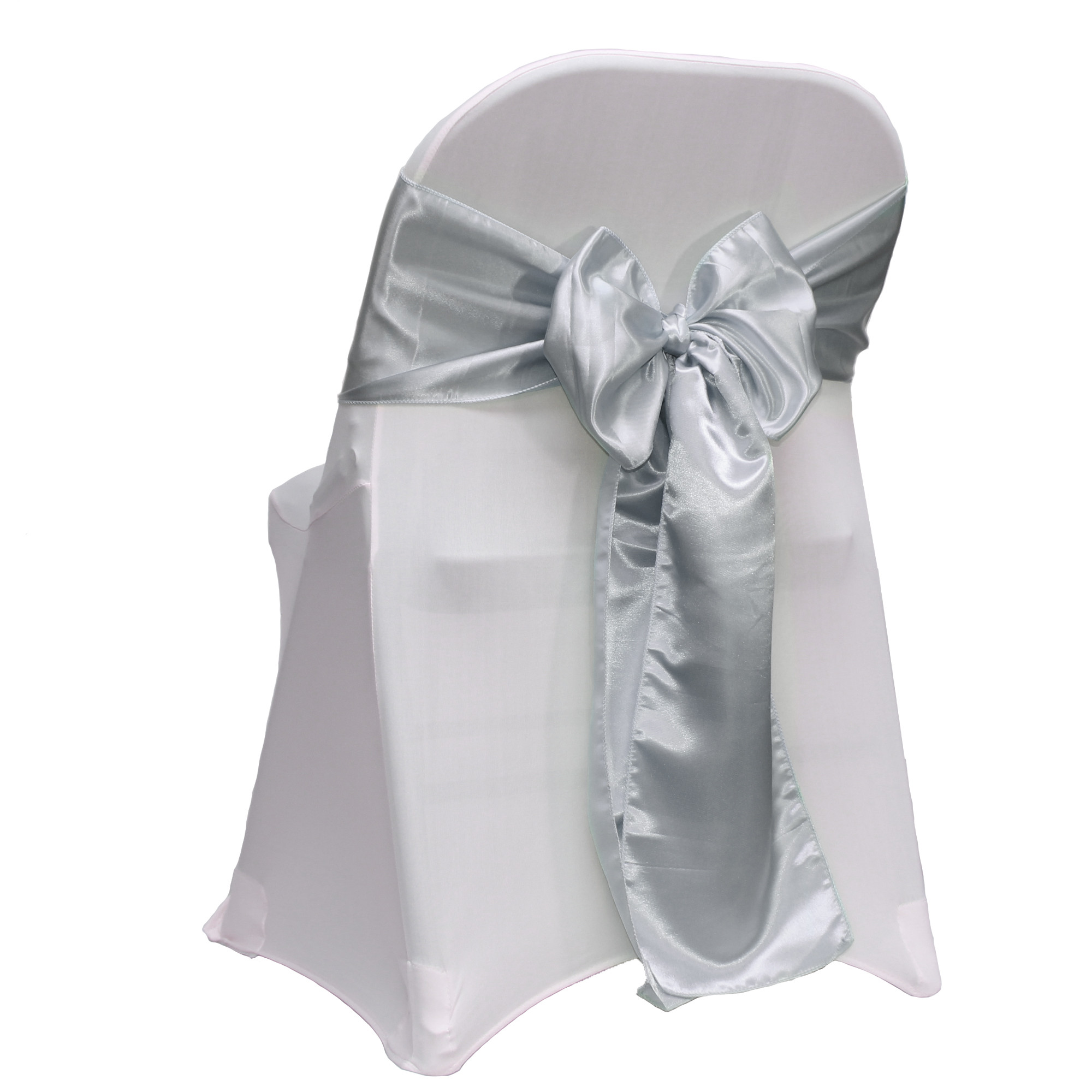 silver satin sashes for folding chairs