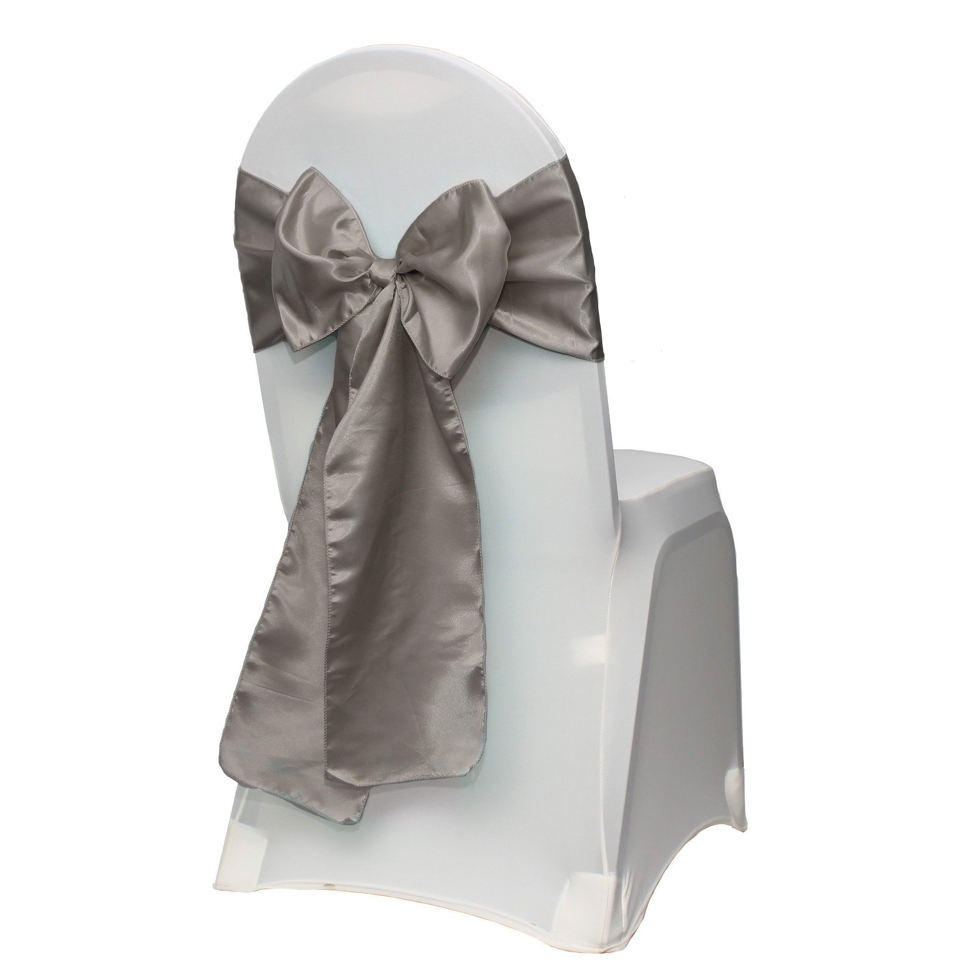 dark silver satin sashes for banquet chairs