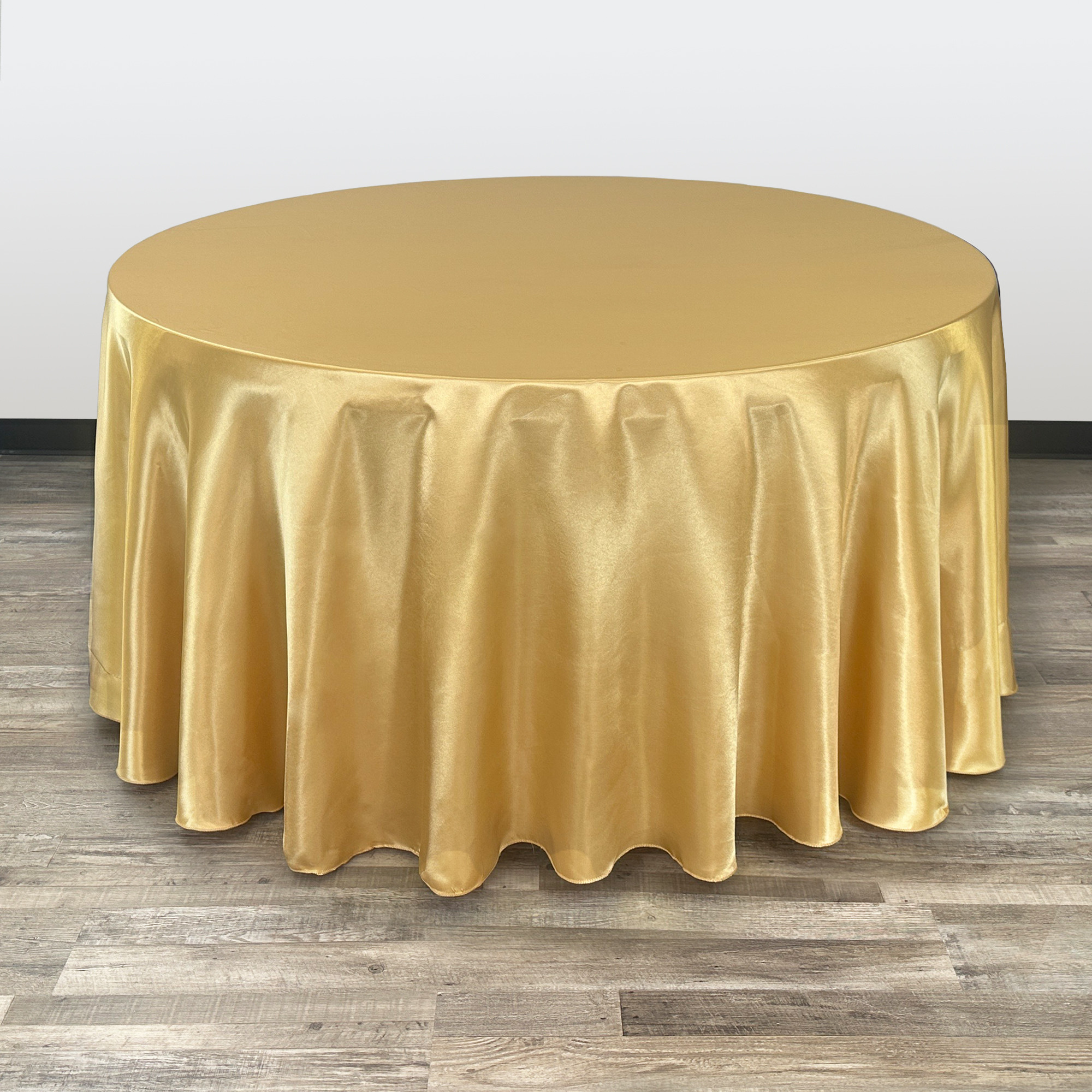 120 inch Round Satin Tablecloths Gold