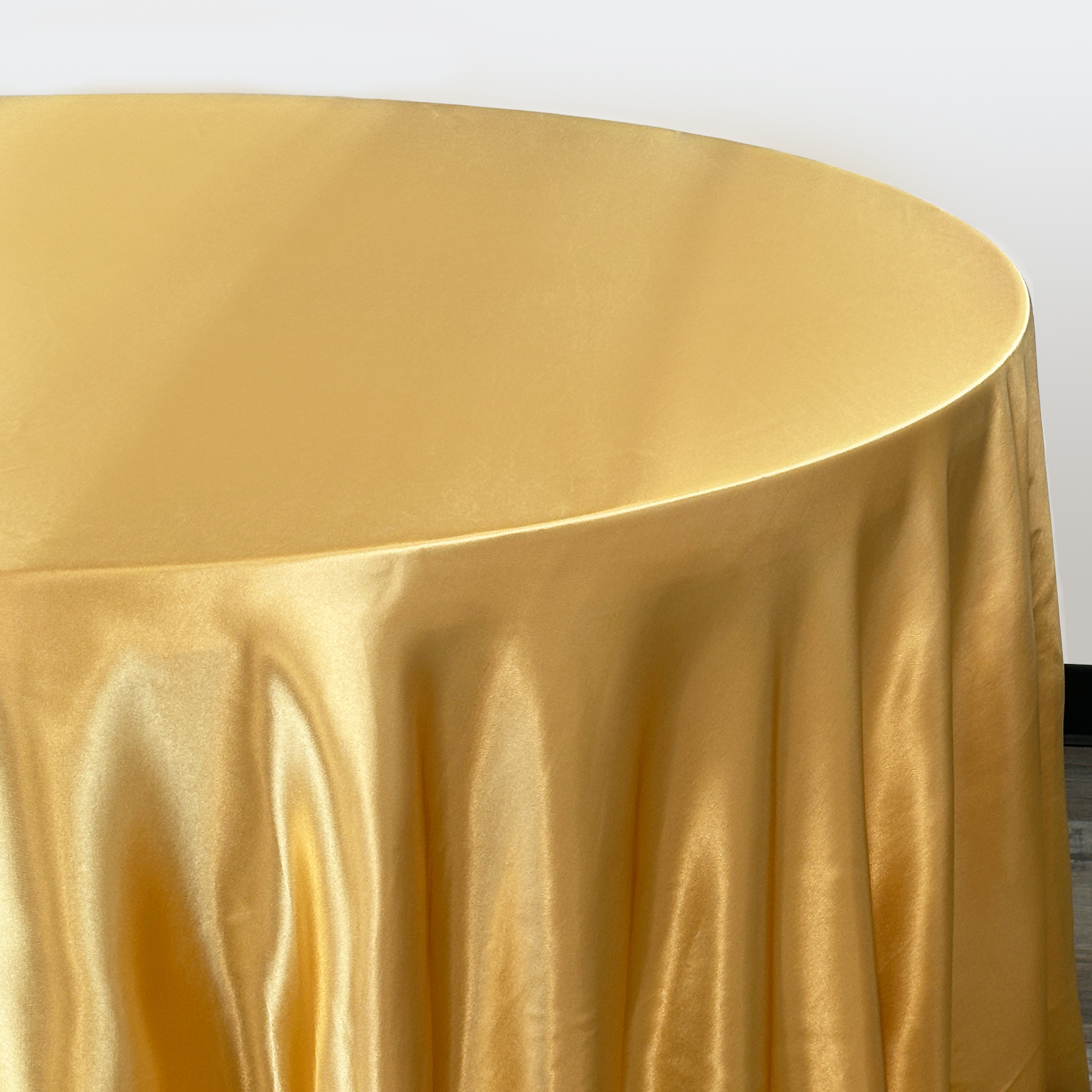 120 inch Round Satin Tablecloths Gold side