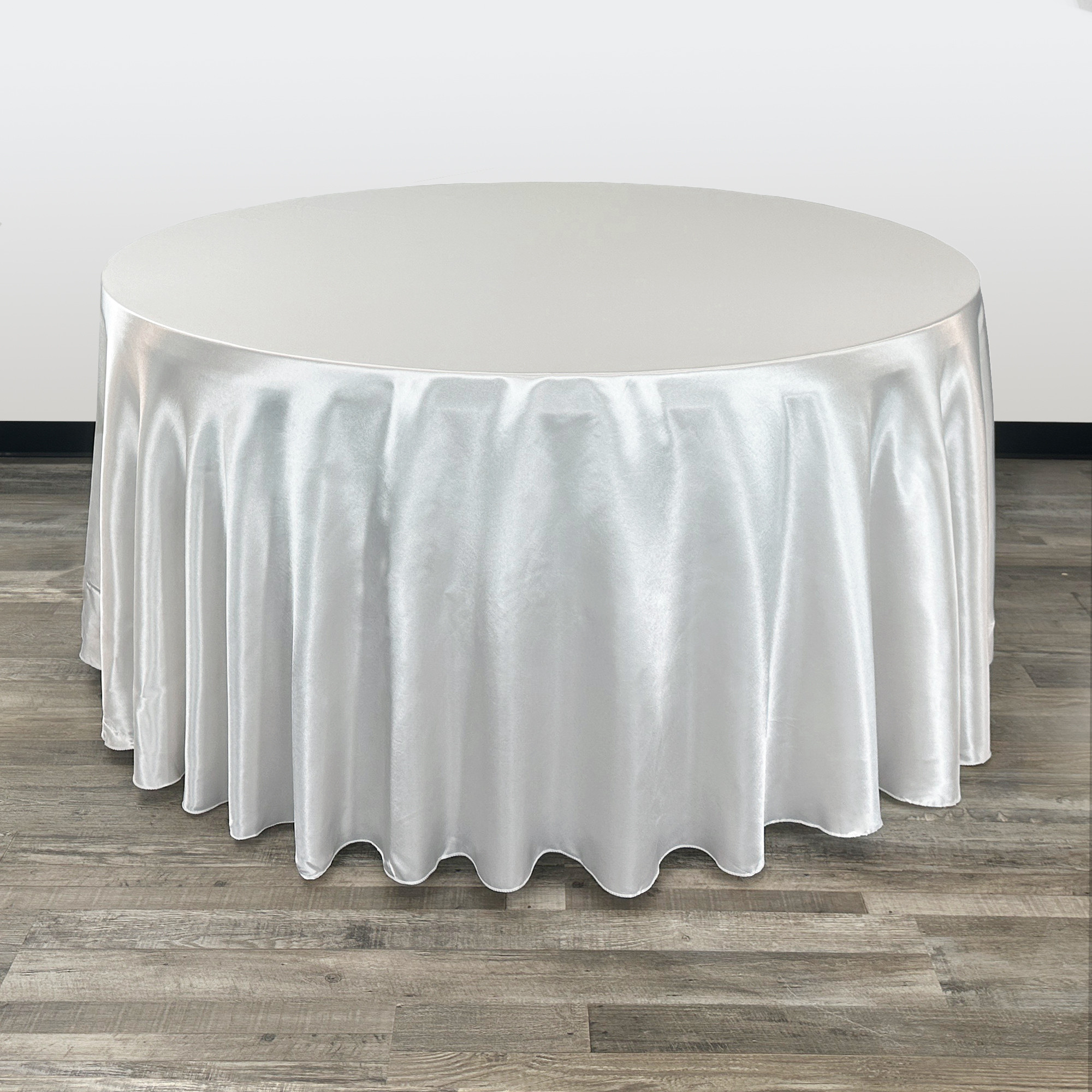 120 inch Round Satin Tablecloths White