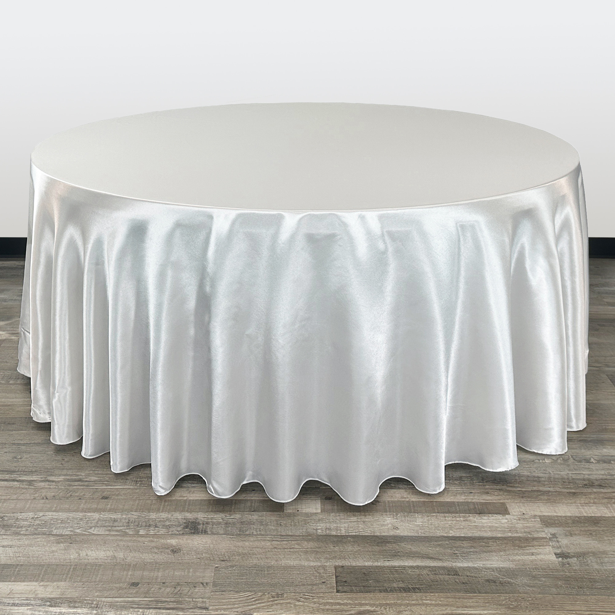132 Inch Round Satin Tablecloth White