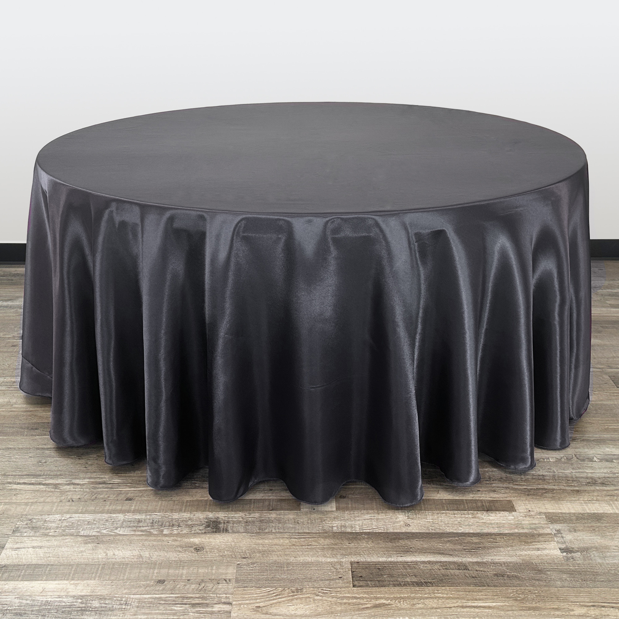 132 Inch Round Satin Tablecloth Black