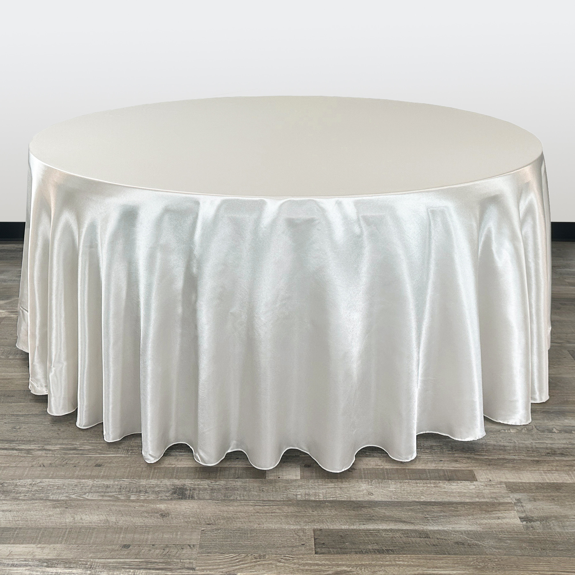 132 inch Round Satin Tablecloths Ivory