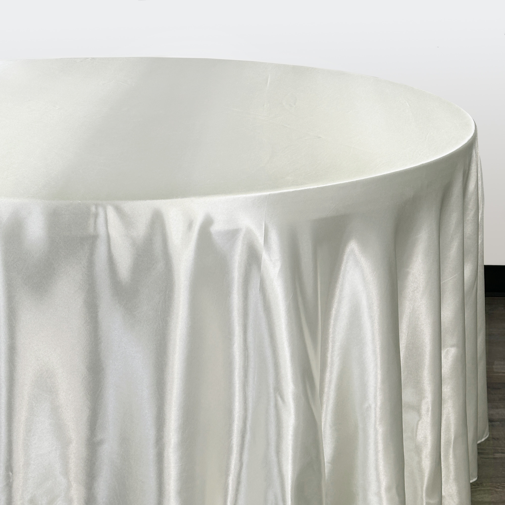 132 inch Round Satin Tablecloths Ivory side
