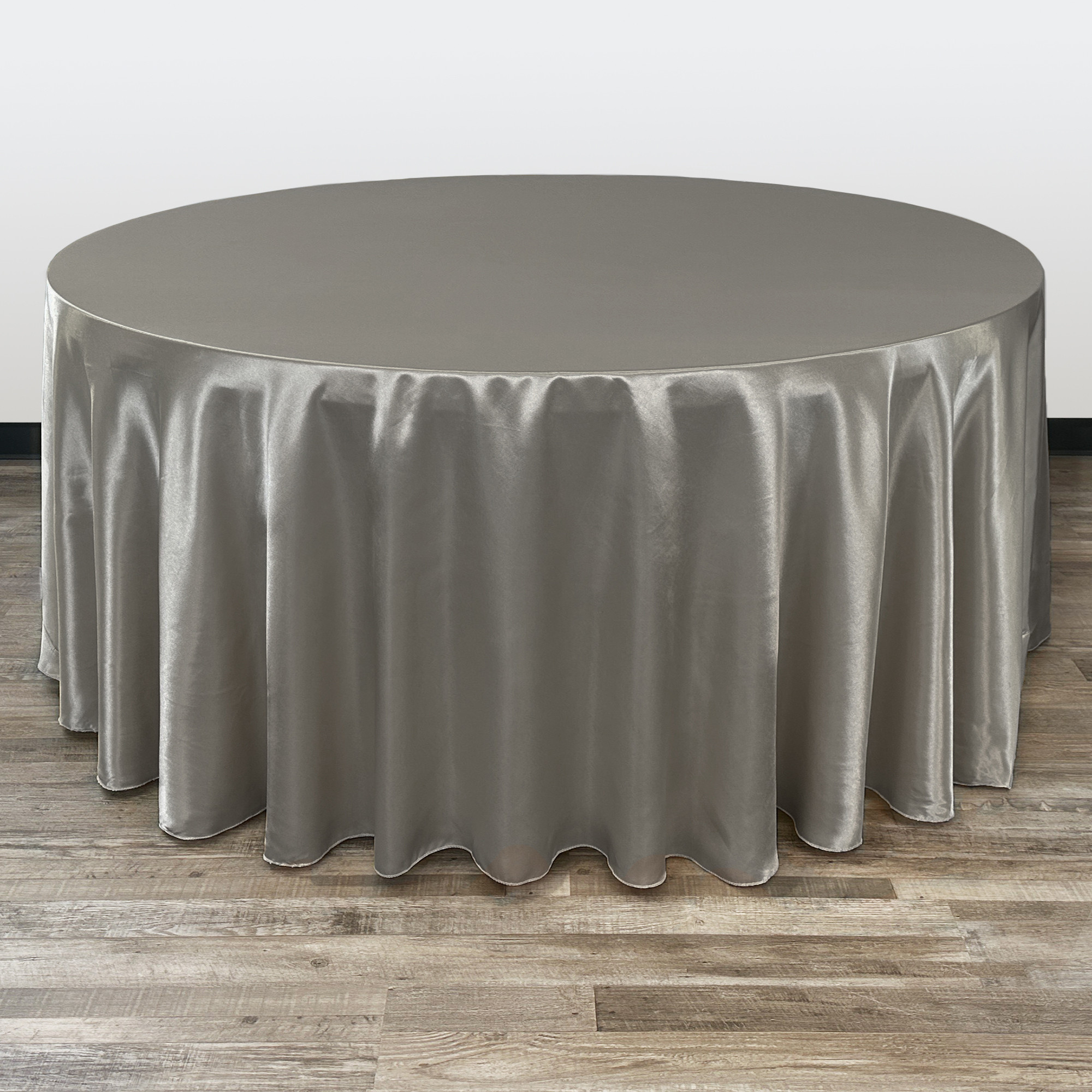 132 inch Round Satin Tablecloths Dark Silver / Platinum