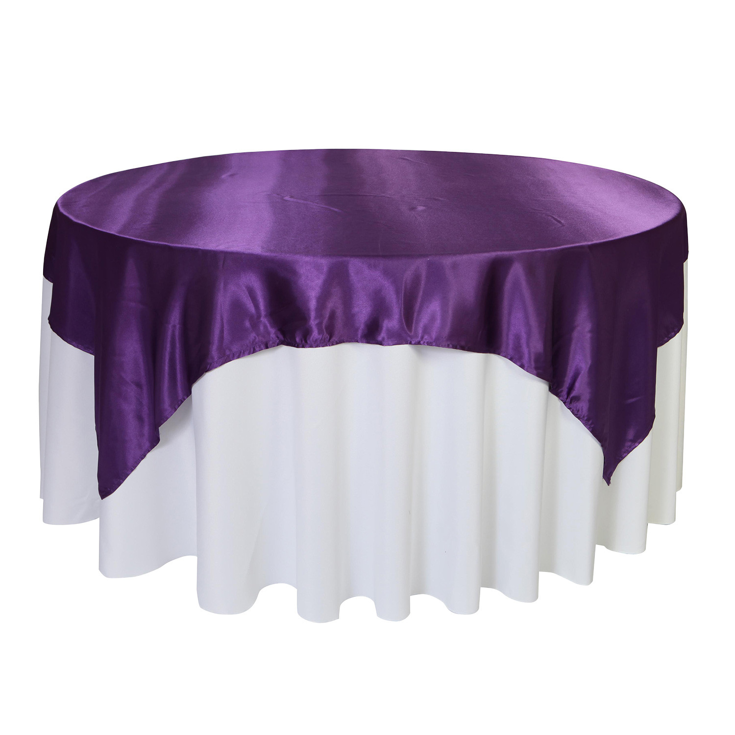 72 inch Square Satin Table Overlays Purple