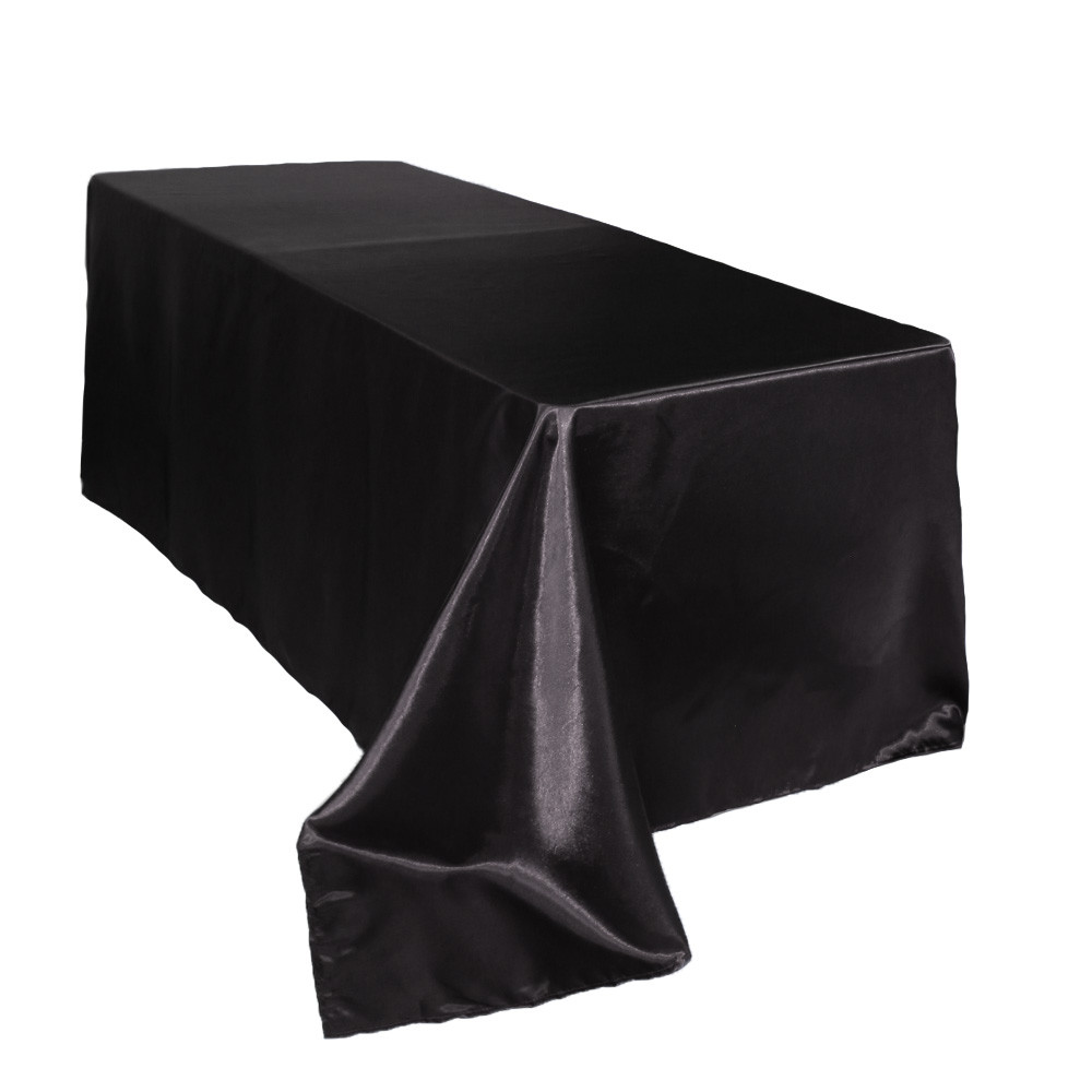 90 x 132 inch Rectangular Satin Tablecloth Black