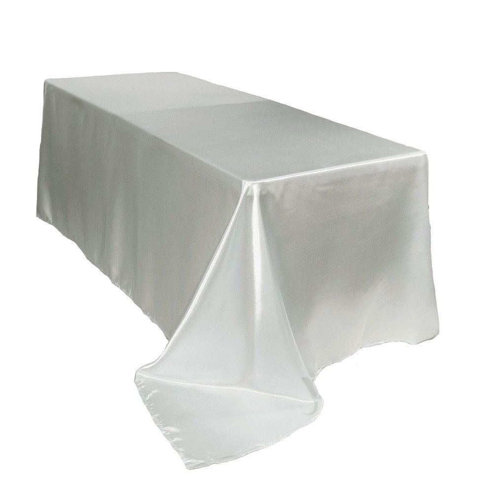 90 x 132 inch Rectangular Satin Tablecloths White