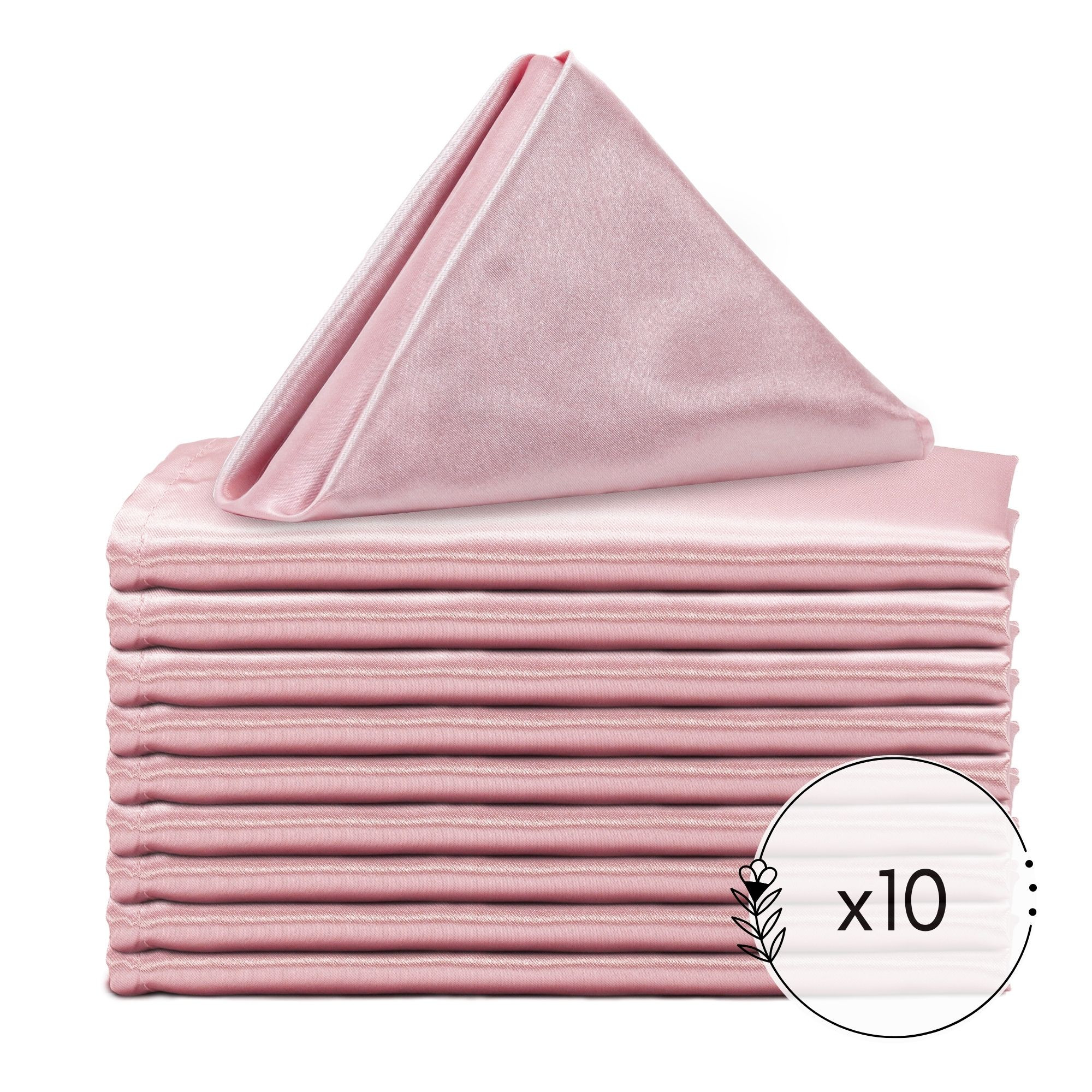 Satin Cloth Napkins Pink pack of 10