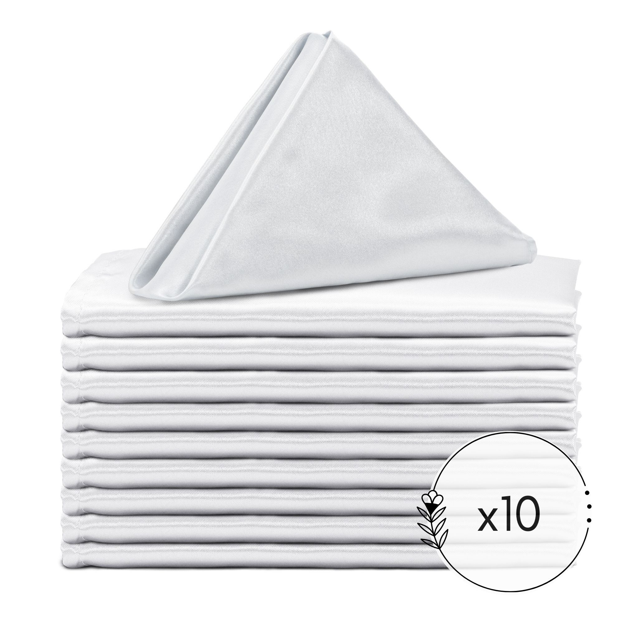 20 inch Satin Cloth Napkins White pack of 10
