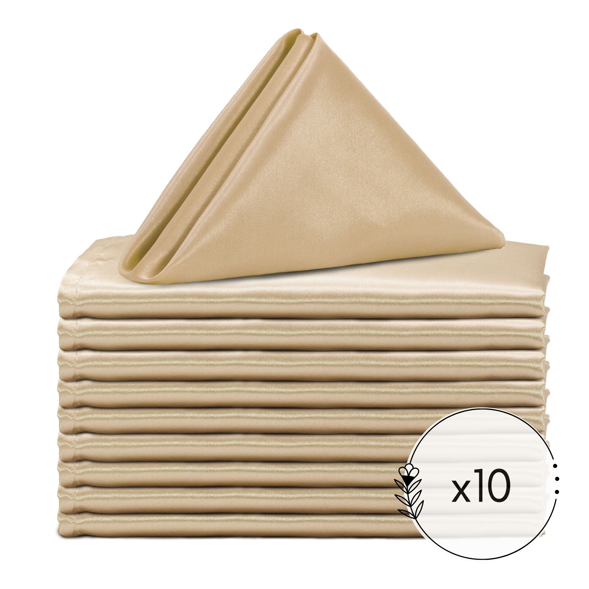 Satin Cloth Napkins Champagne pack of 10