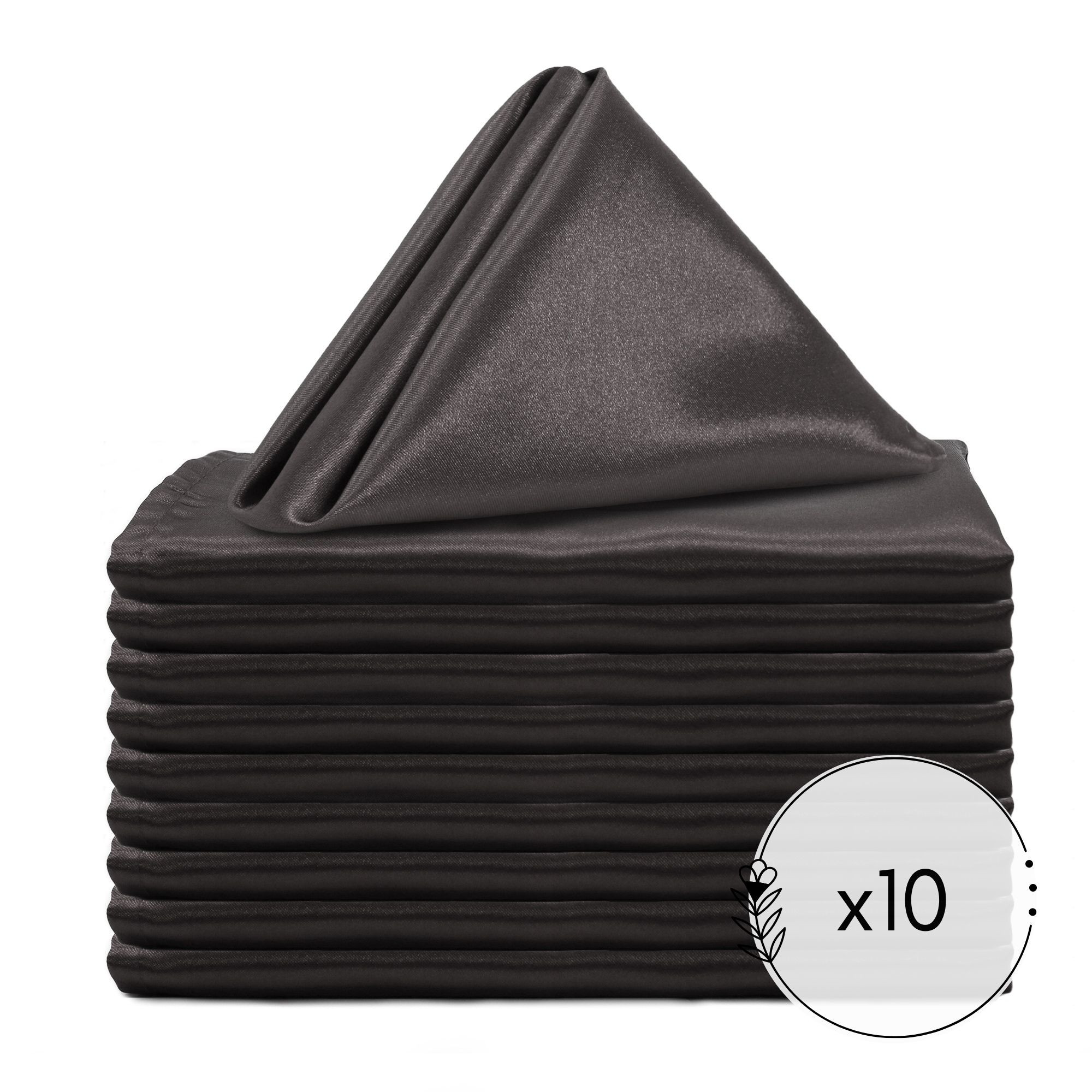 20 inch Satin Cloth Napkins Black pack of 10