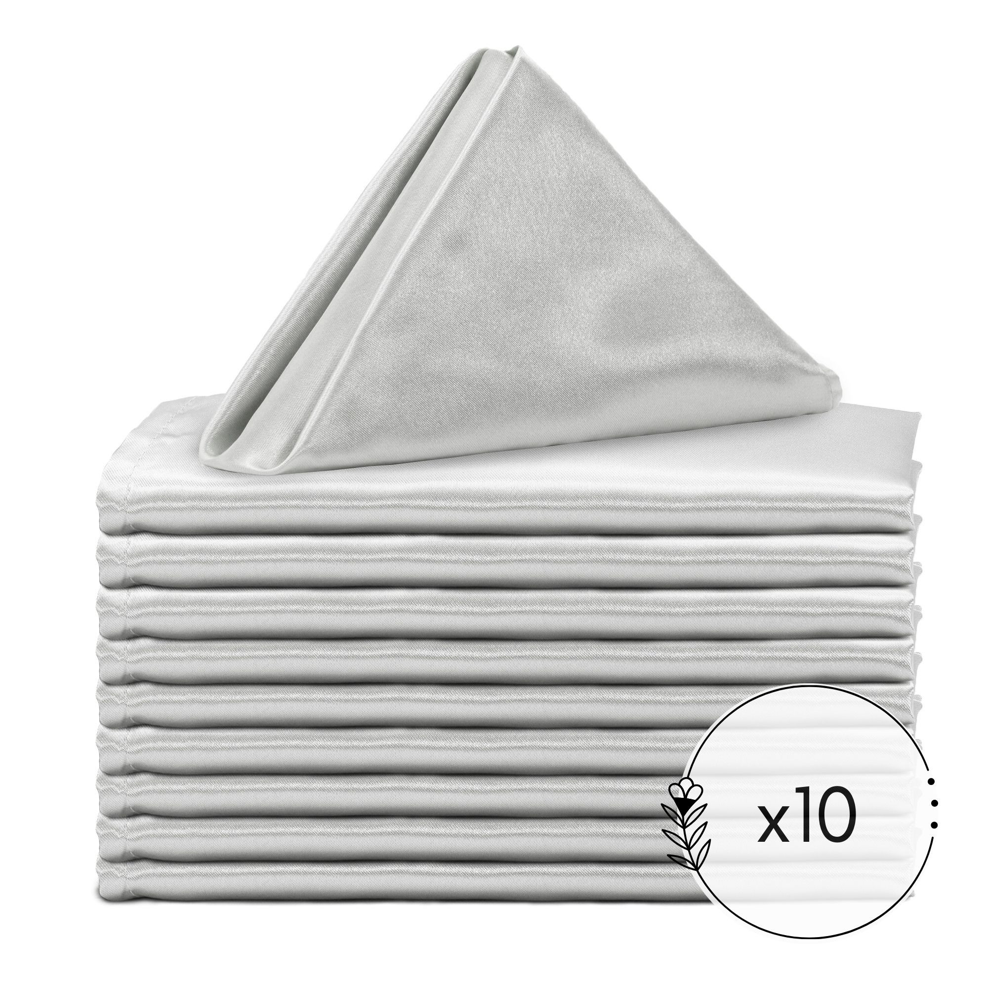 Satin Cloth Napkins Silver pack of 10