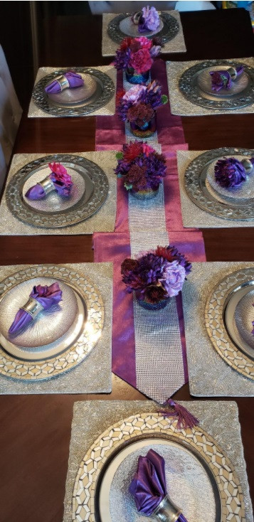 purple satin napkins