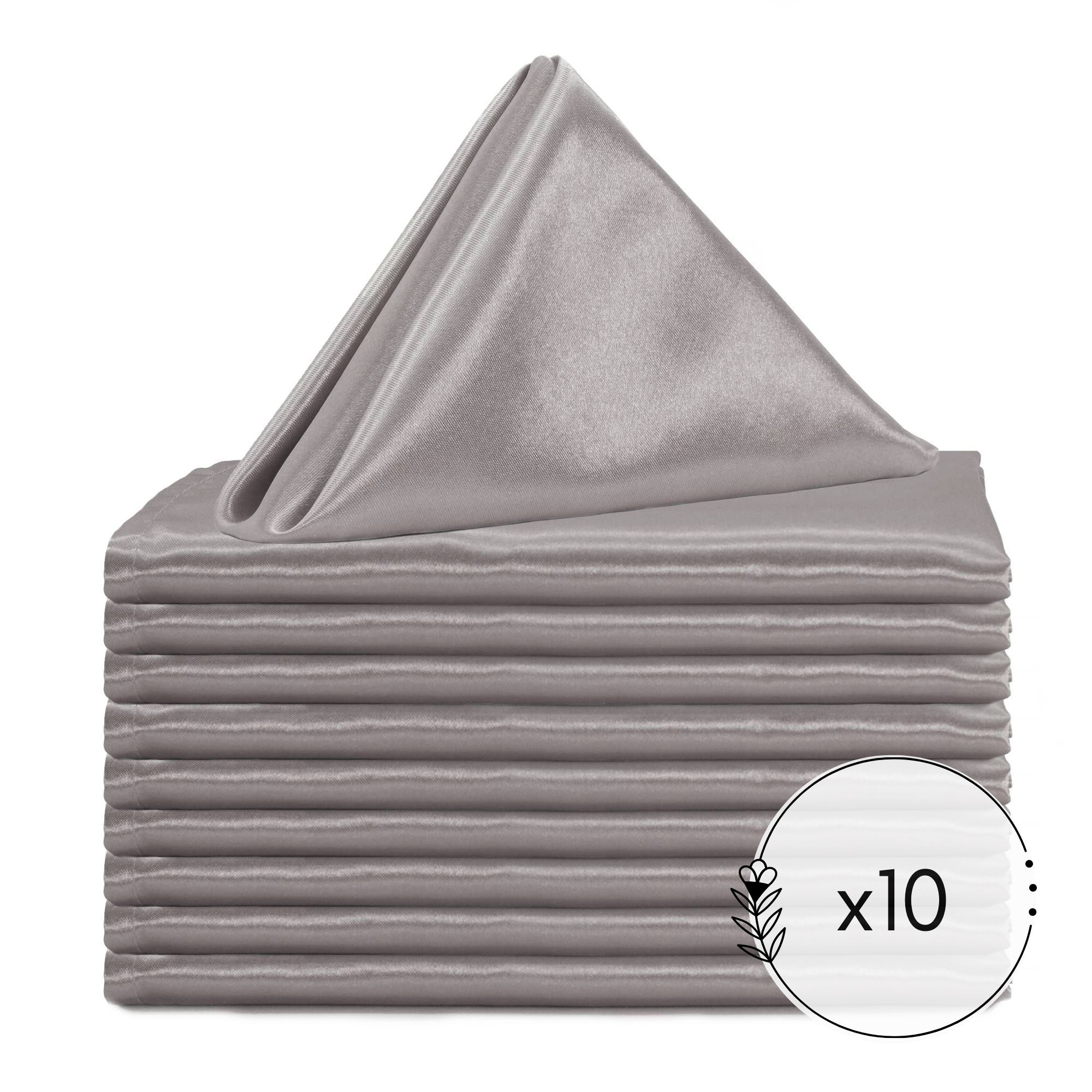 Satin Cloth Napkins Dark Silver / Platinum pack of 10