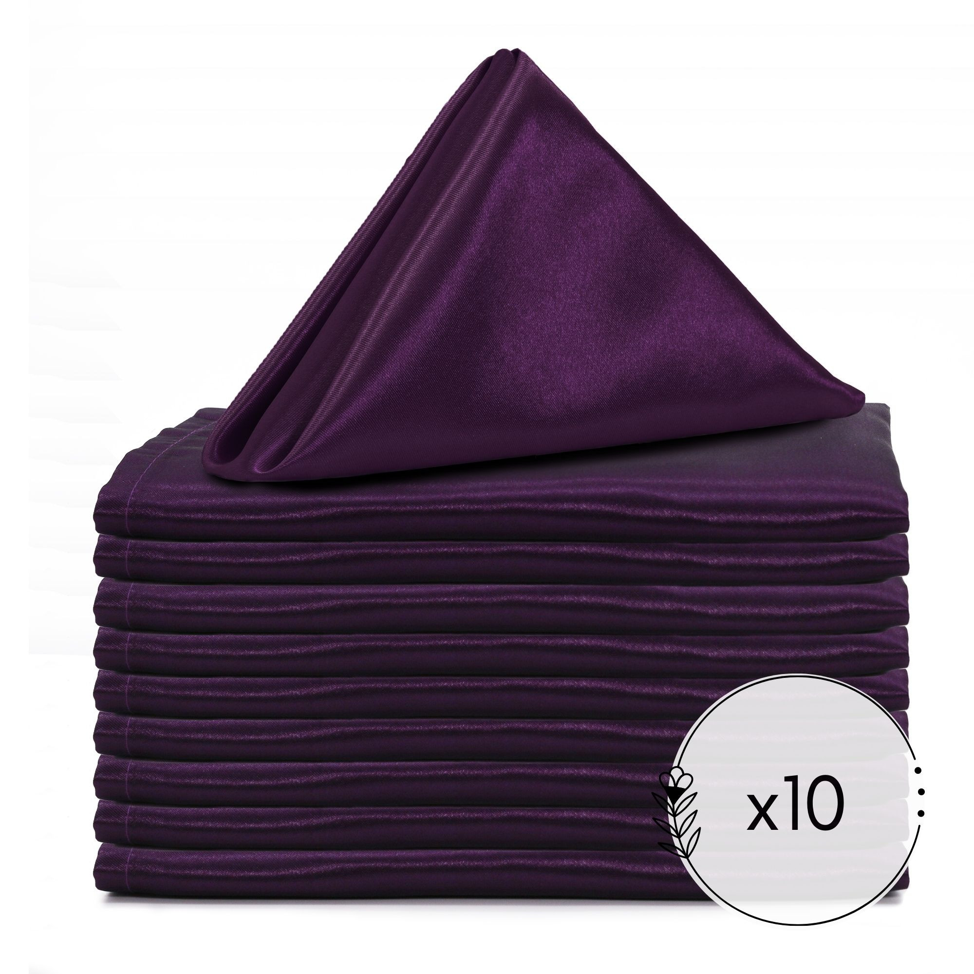 20 inch Satin Cloth Napkins Eggplant pack of 10
