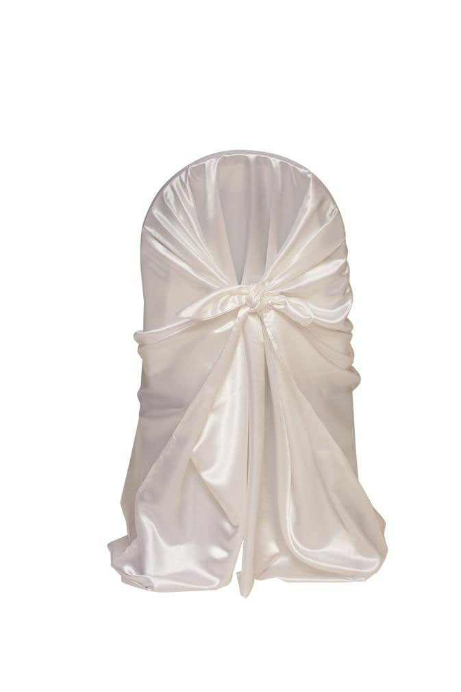 Satin Self-Tie Universal Chair Covers White For Weddings