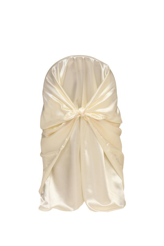 Wholesale Satin Self-Tie Universal Chair Covers Ivory