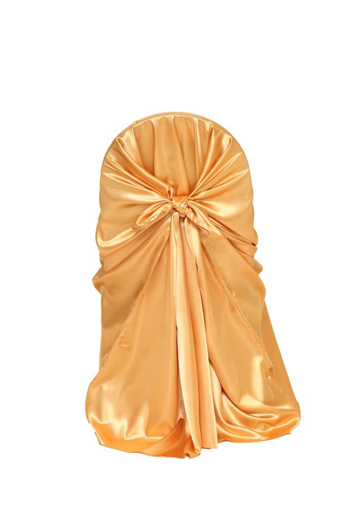 Satin Self-Tie Universal Chair Covers Gold For Weddings