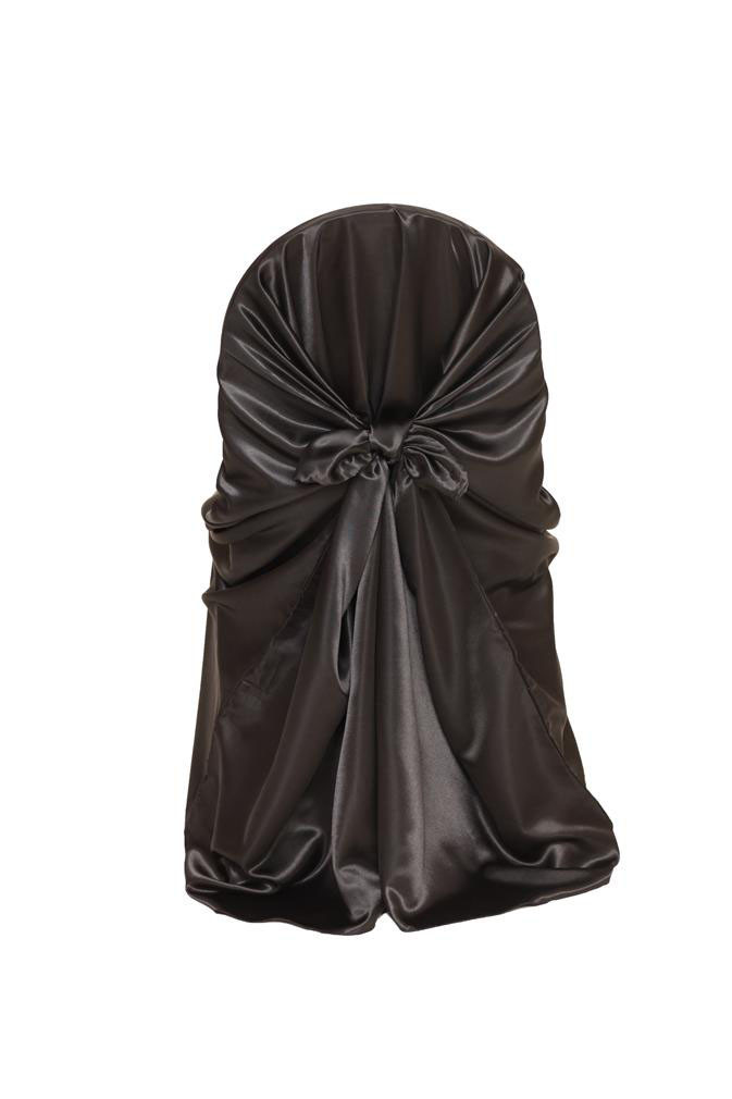 Satin Self-Tie Universal Chair Covers Black For Weddings