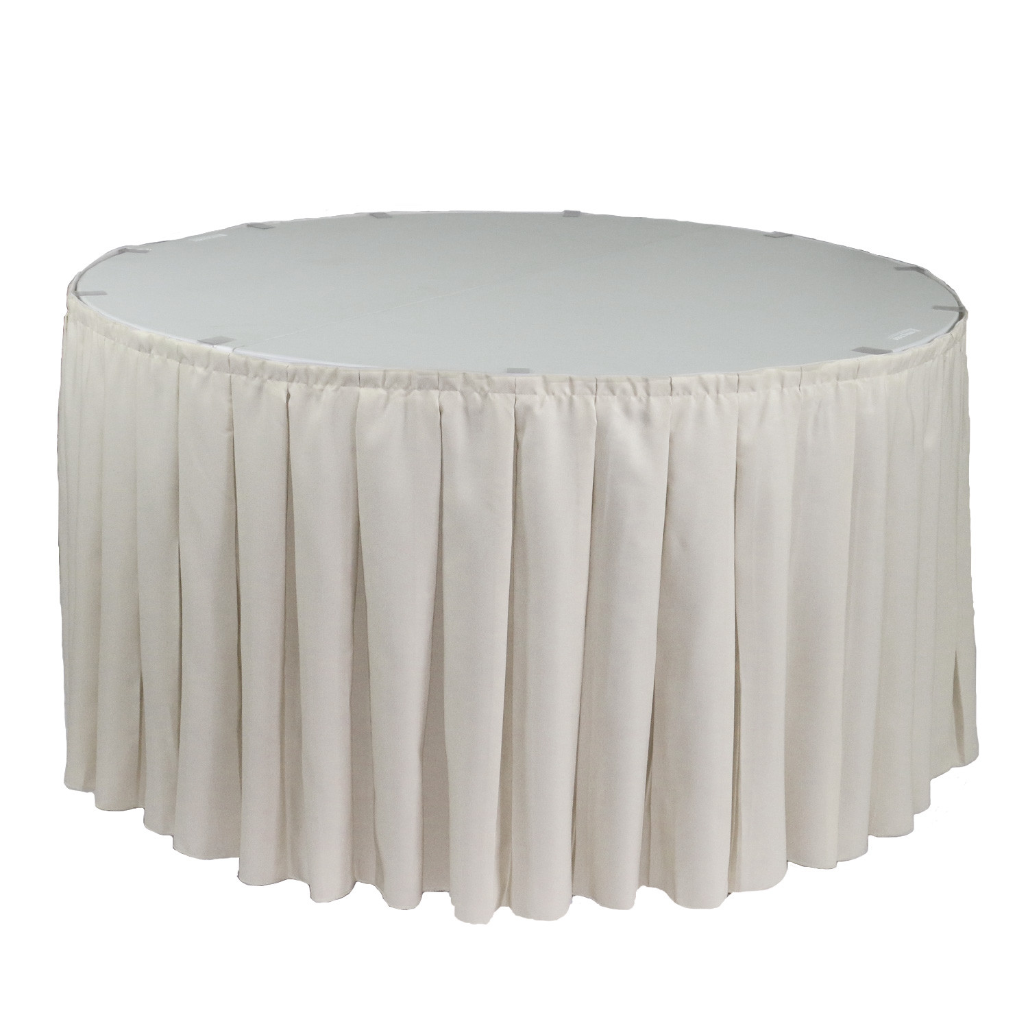 21 ft x 29 Inch Polyester Pleated Table Skirts Ivory for round tables