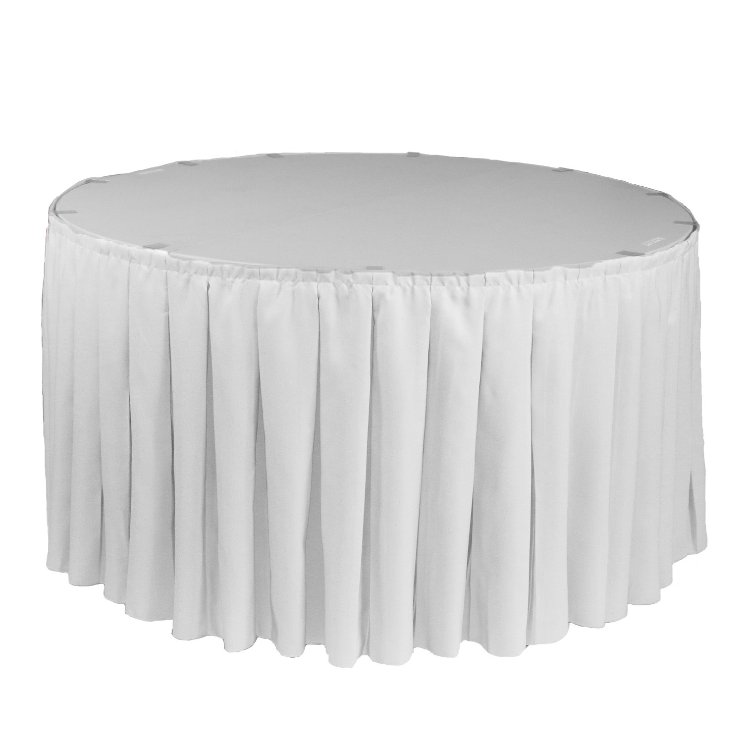 21 ft x 29 inch Polyester Pleated Table Skirts White for round tables