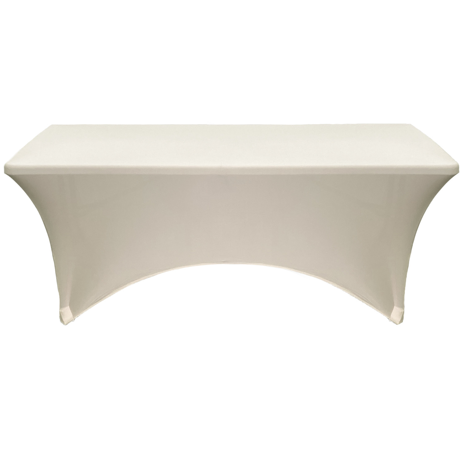tretch Spandex 6 ft Rectangular Table Cover Ivory Front